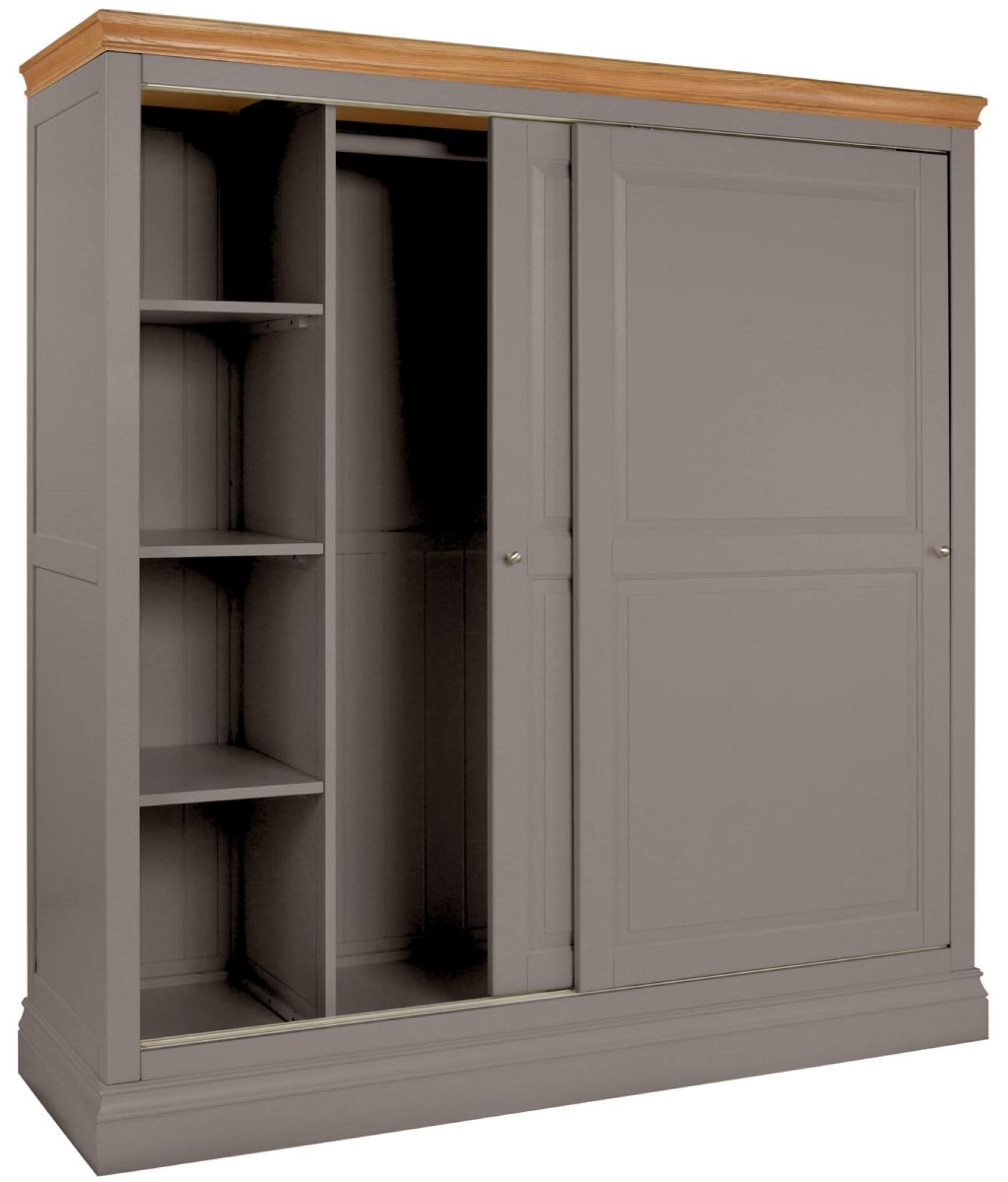 Product photograph of Versailles Warm Grey Painted 2 Door Sliding Wardrobe from Choice Furniture Superstore.