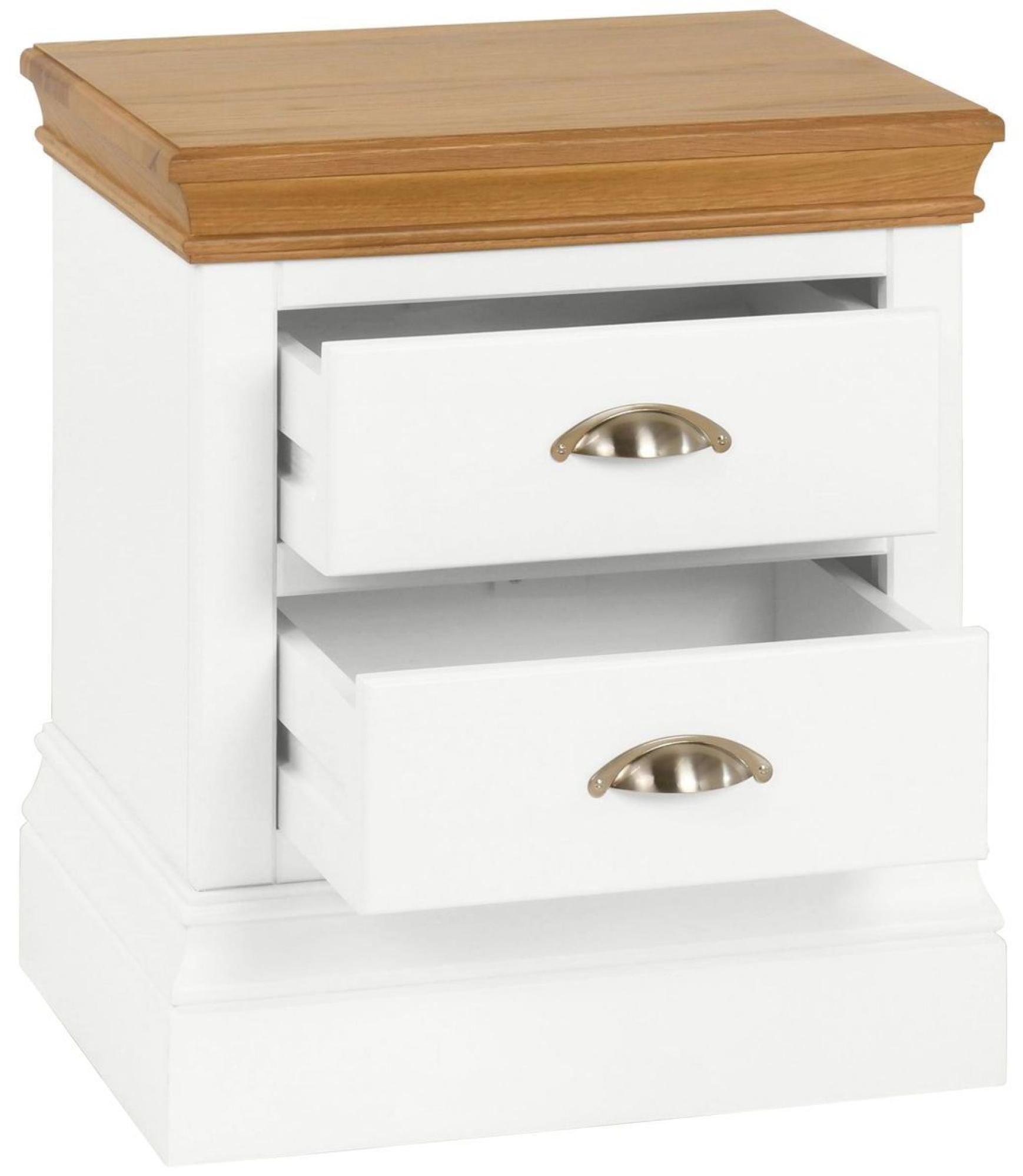 Product photograph of Versailles White Painted 2 Drawer Bedside Cabinet from Choice Furniture Superstore.