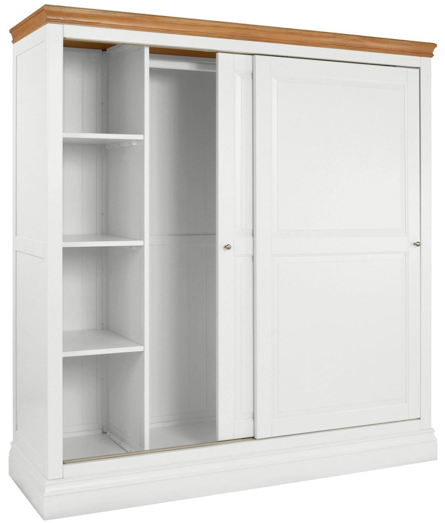 Product photograph of Versailles White Painted 2 Door Sliding Wardrobe from Choice Furniture Superstore.