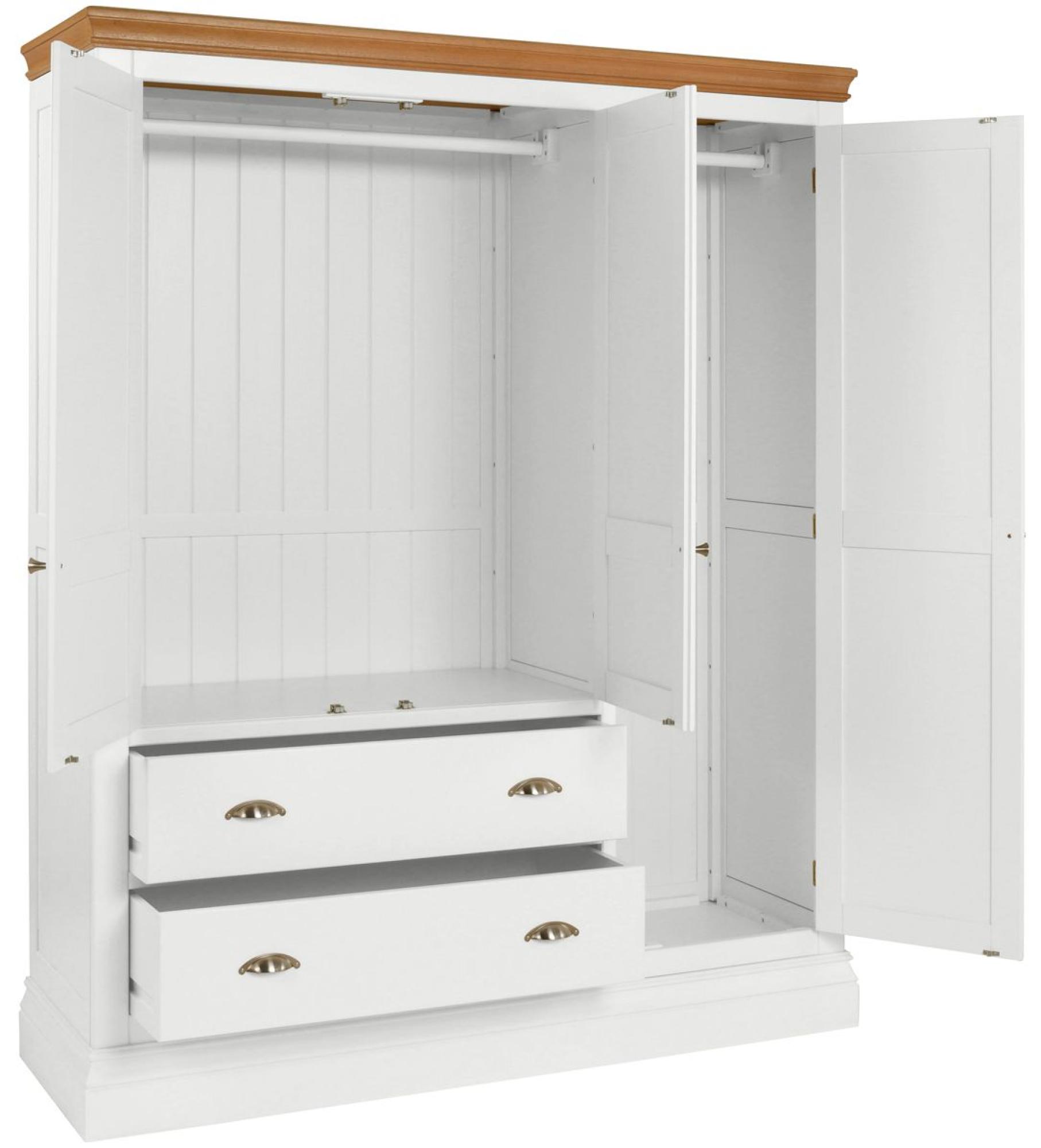 Product photograph of Versailles White Painted 3 Door Triple Wardrobe from Choice Furniture Superstore.