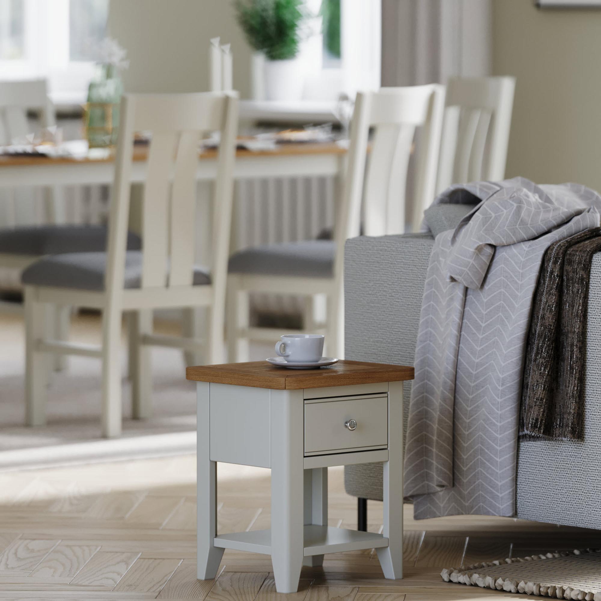 Product photograph of Arden Grey Painted 1 Drawer Lamp Table from Choice Furniture Superstore.