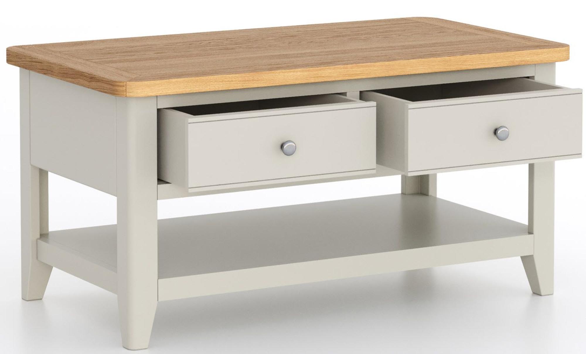 Product photograph of Arden Painted Oak Coffee Table 2 Drawer from Choice Furniture Superstore.