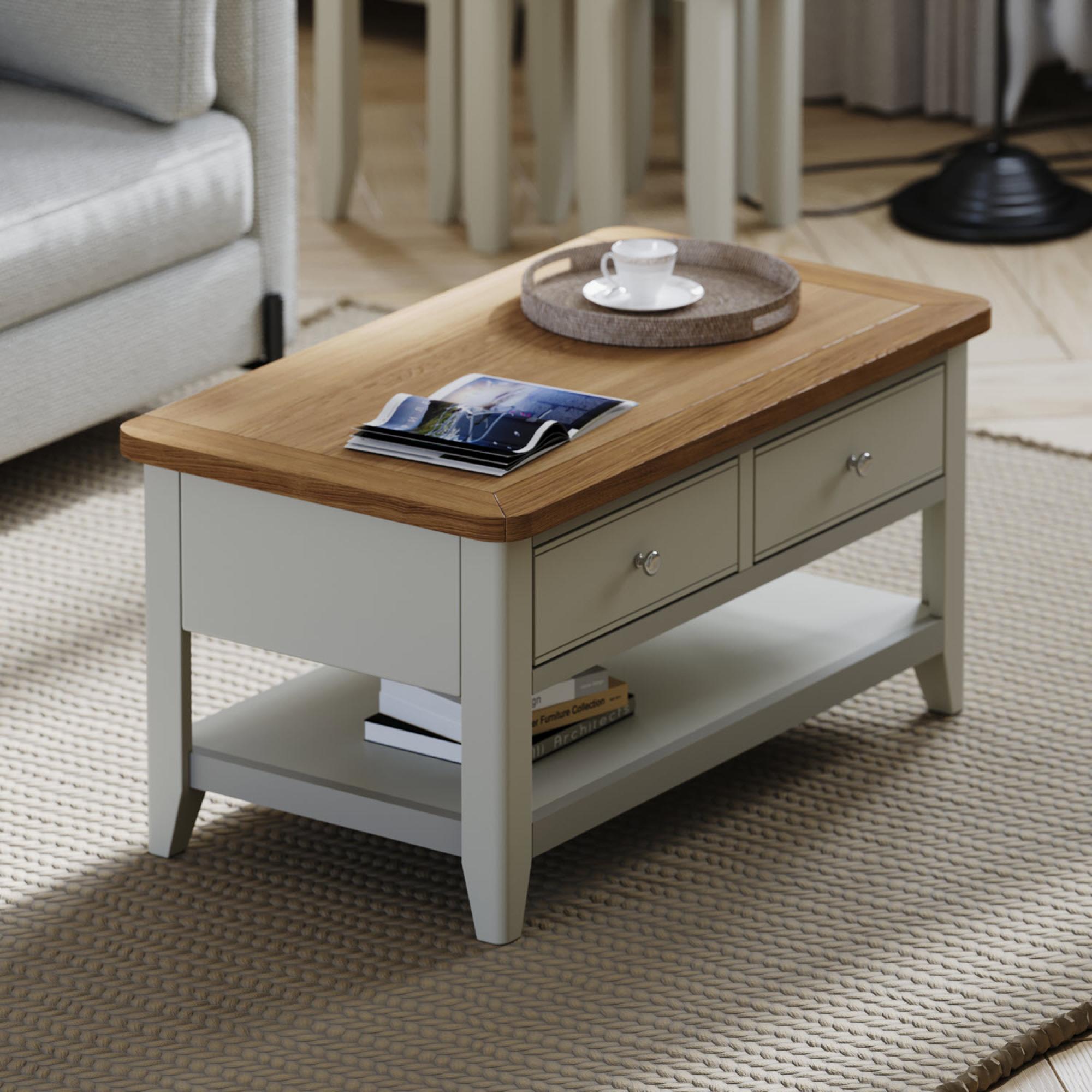 Product photograph of Arden Painted Oak Coffee Table 2 Drawer from Choice Furniture Superstore.