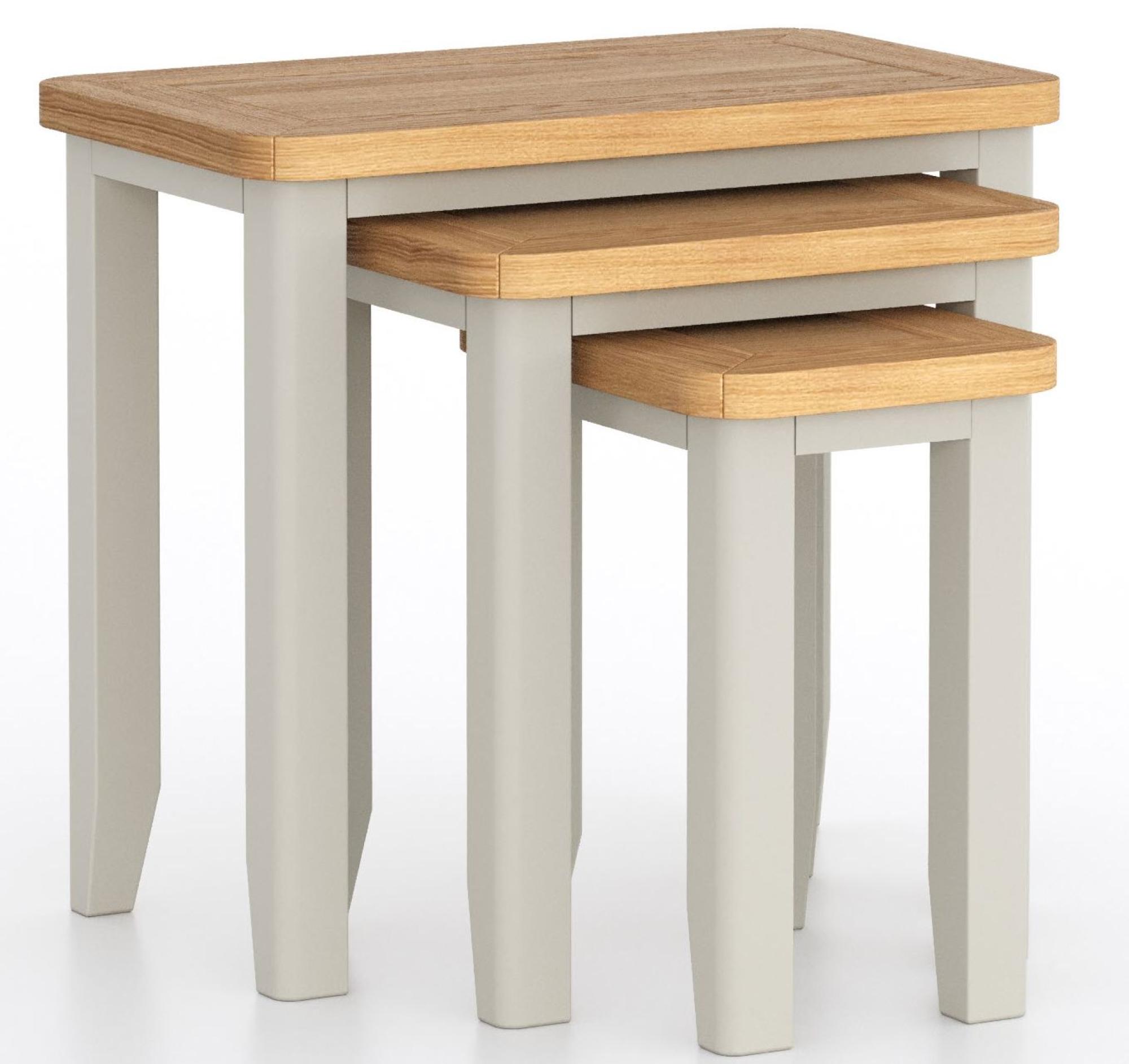 Product photograph of Arden Painted Oak Nest Of Tables Set Of 3 from Choice Furniture Superstore.