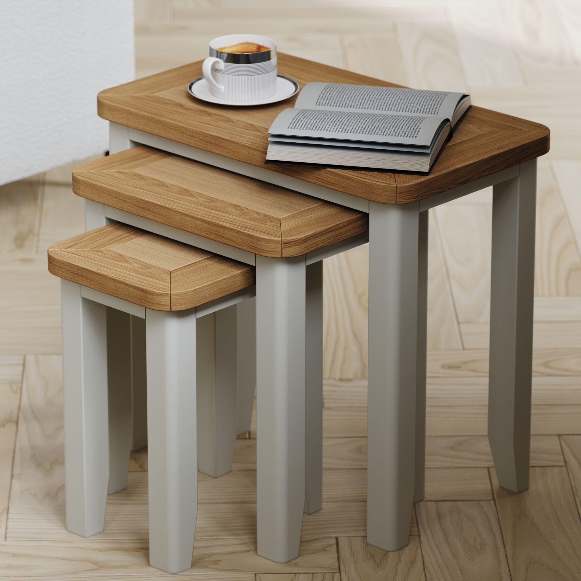 Product photograph of Arden Painted Oak Nest Of Tables Set Of 3 from Choice Furniture Superstore.