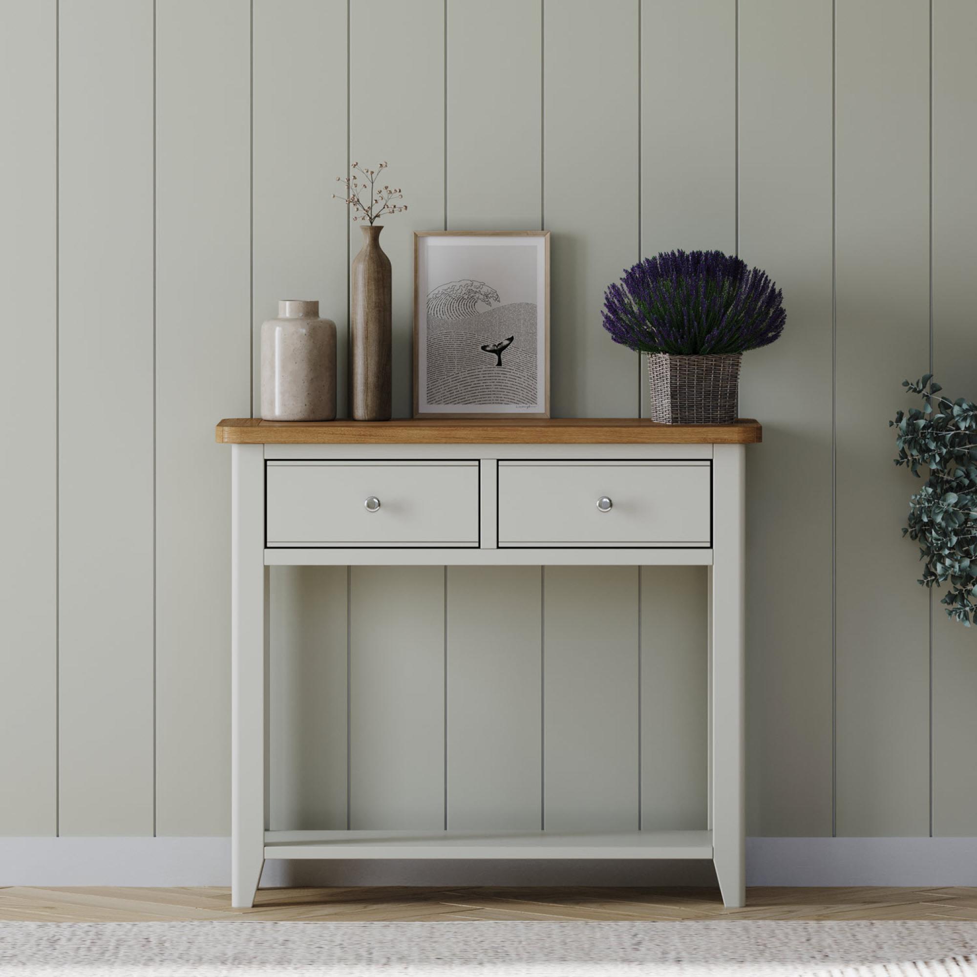 Product photograph of Arden Grey Painted 2 Drawer Console Table from Choice Furniture Superstore.