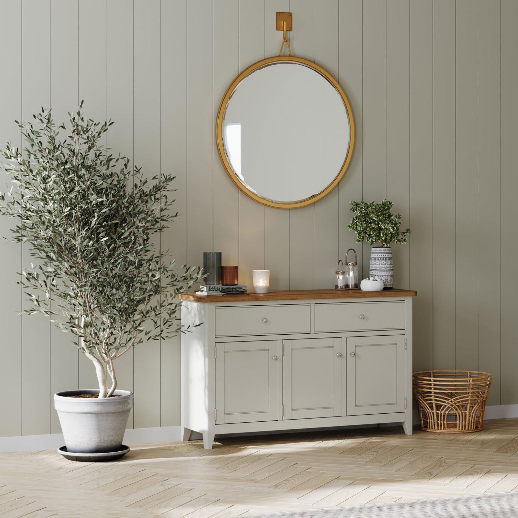 Product photograph of Arden Grey Painted 115cm Small 3 Door Sideboard from Choice Furniture Superstore.