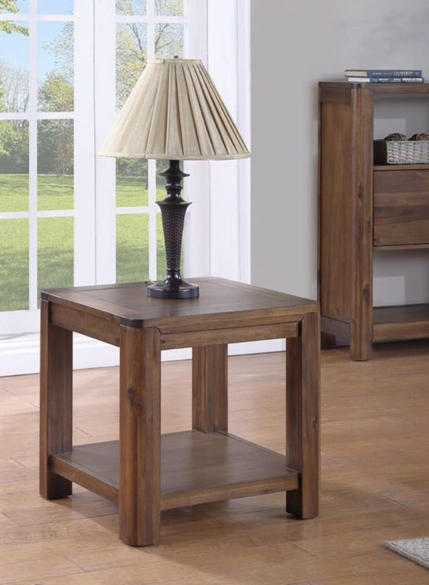 Product photograph of Monterey Acacia Wood Square End Table from Choice Furniture Superstore.