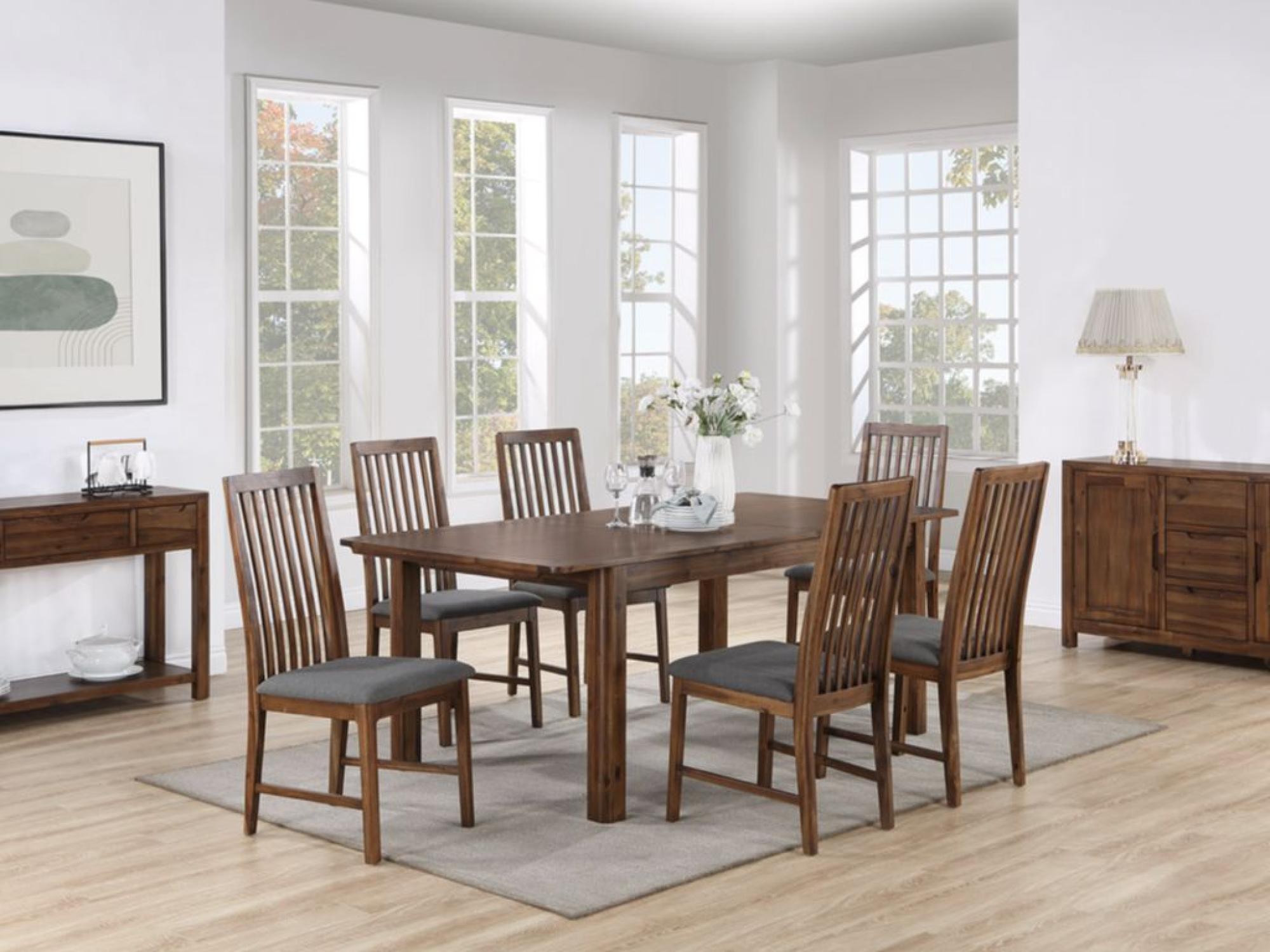 Product photograph of Monterey Acacia Wood 6 Seater Extending Dining Set from Choice Furniture Superstore.