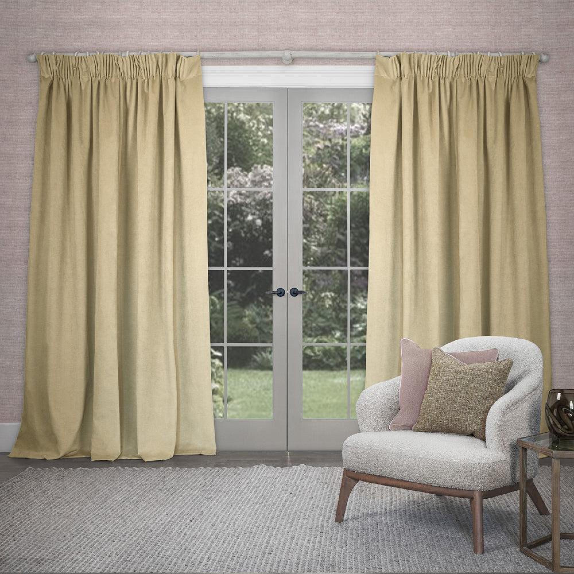 Product photograph of Voyage Maison Cube Feather Velvet Pencil Pleat Curtains from Choice Furniture Superstore.