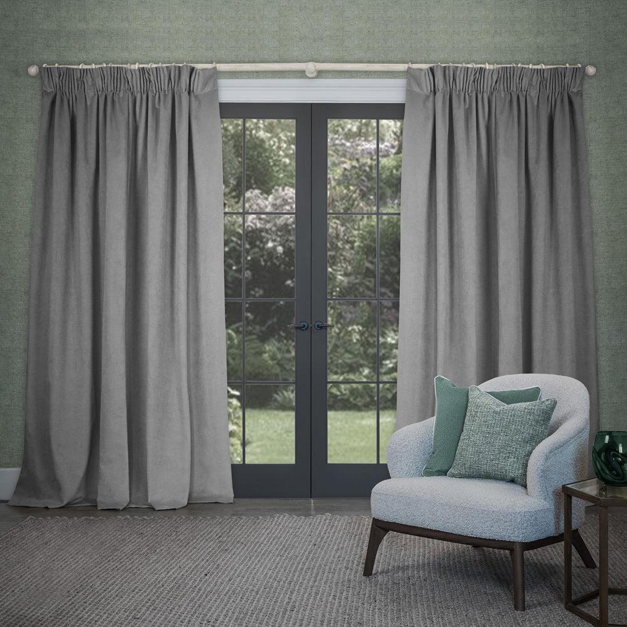 Product photograph of Voyage Maison Cube Steel Velvet Pencil Pleat Curtains from Choice Furniture Superstore.