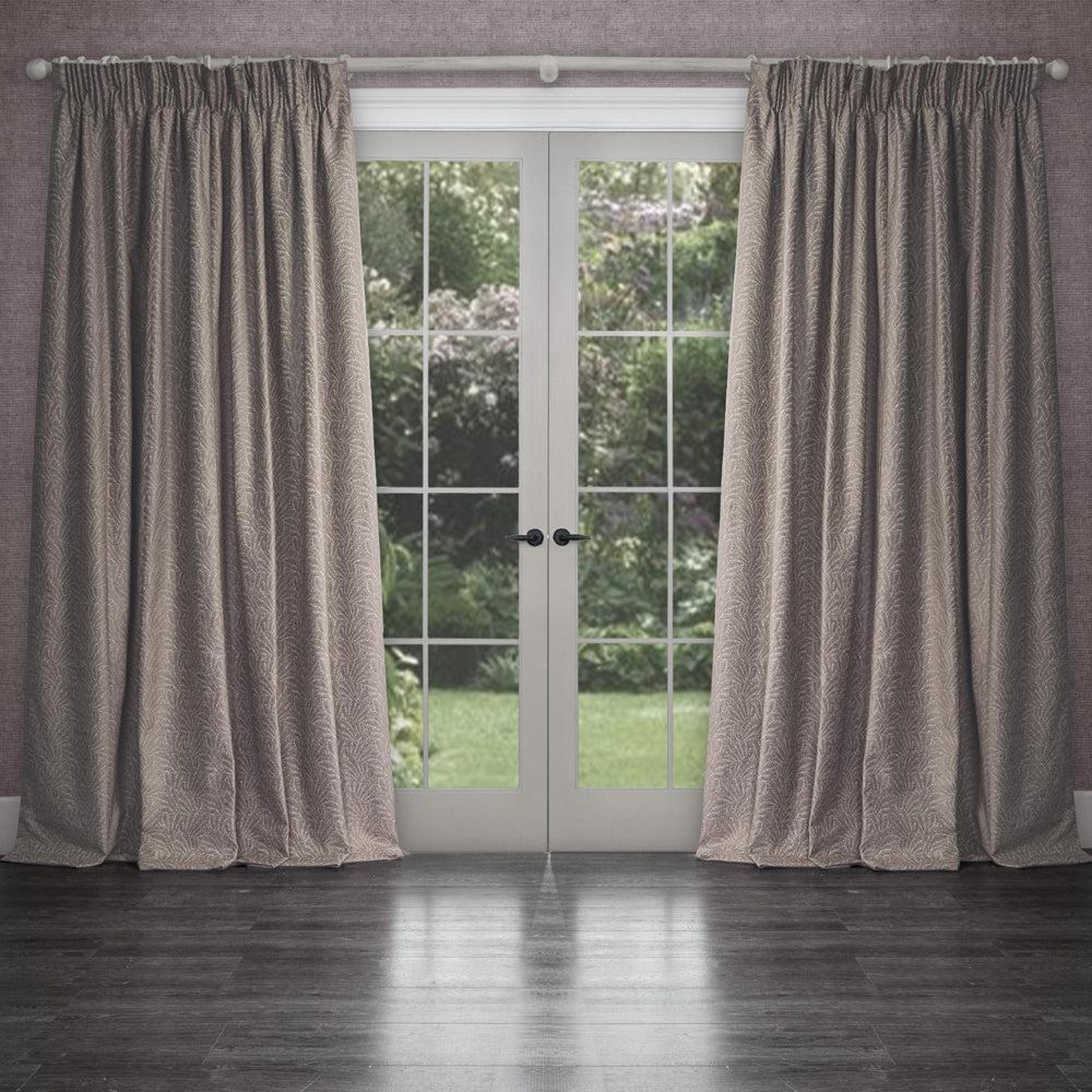 Product photograph of Voyage Maison Farley Truffle Woven Chenille Pencil Pleat Curtains from Choice Furniture Superstore.