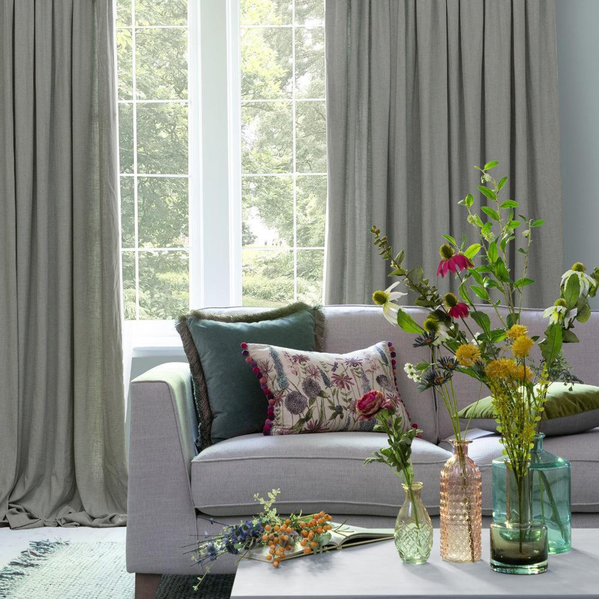 Product photograph of Voyage Maison Hawley Flint Linen Blend Pencil Pleat Curtains from Choice Furniture Superstore.