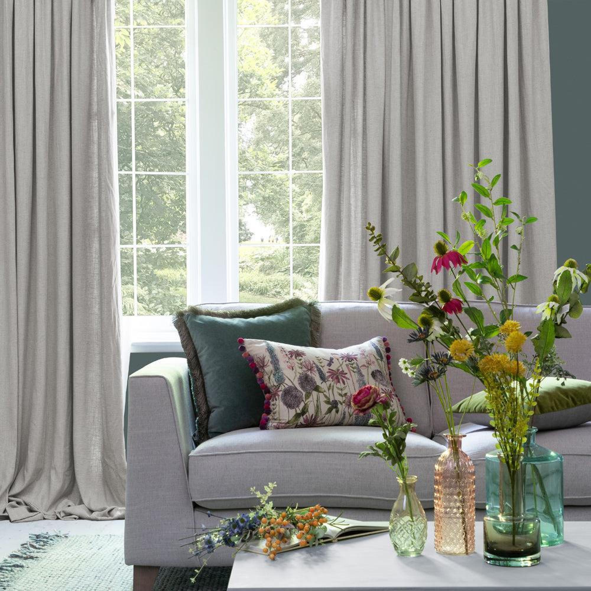 Product photograph of Voyage Maison Hawley Silver Linen Blend Pencil Pleat Curtains from Choice Furniture Superstore.