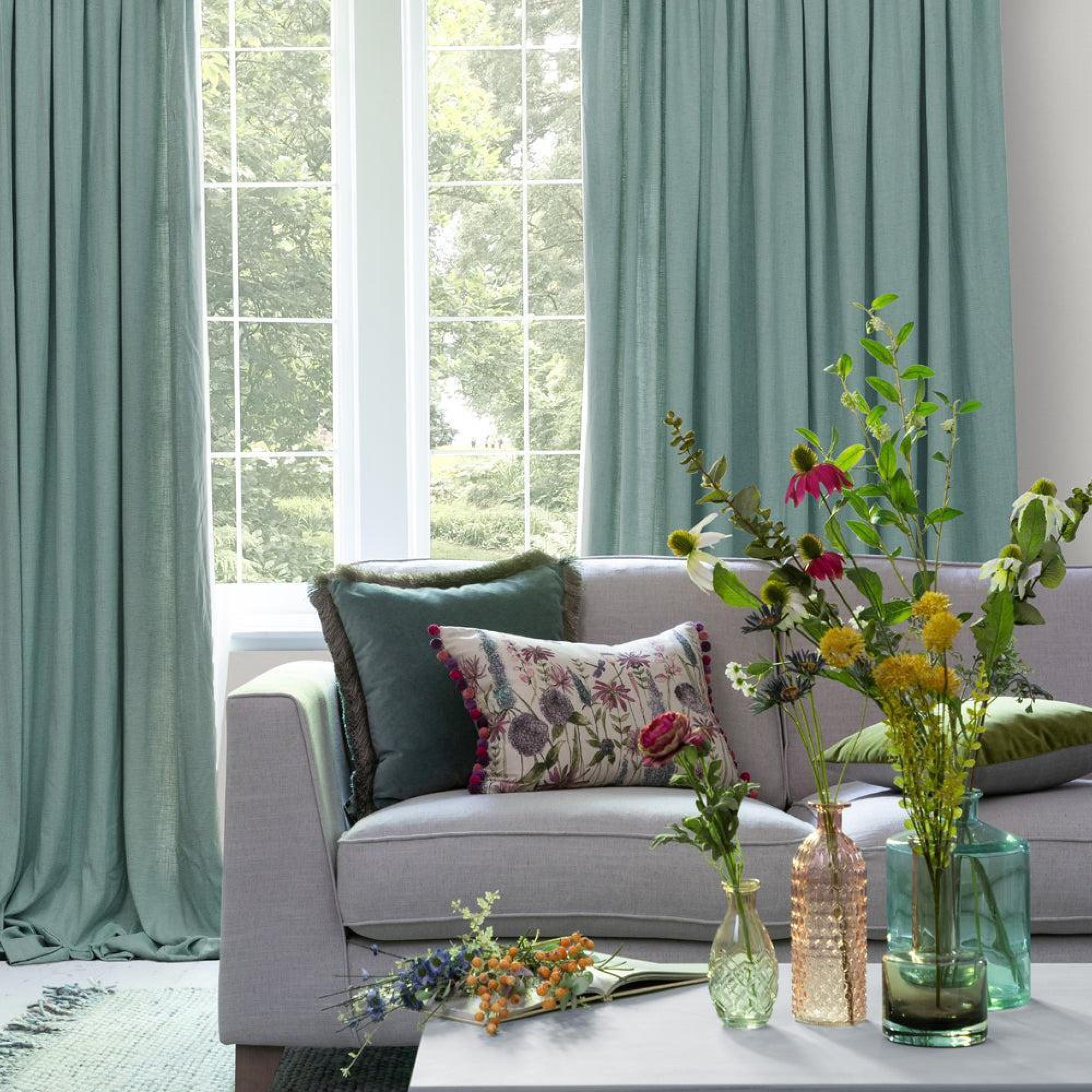 Product photograph of Voyage Maison Hawley Spa Linen Blend Pencil Pleat Curtains from Choice Furniture Superstore.