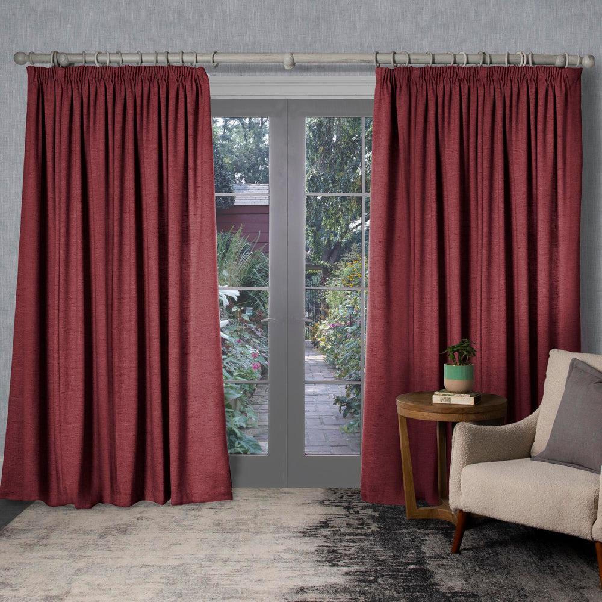 Product photograph of Voyage Maison Helmsley Brick Woven Pencil Pleat Curtains from Choice Furniture Superstore.