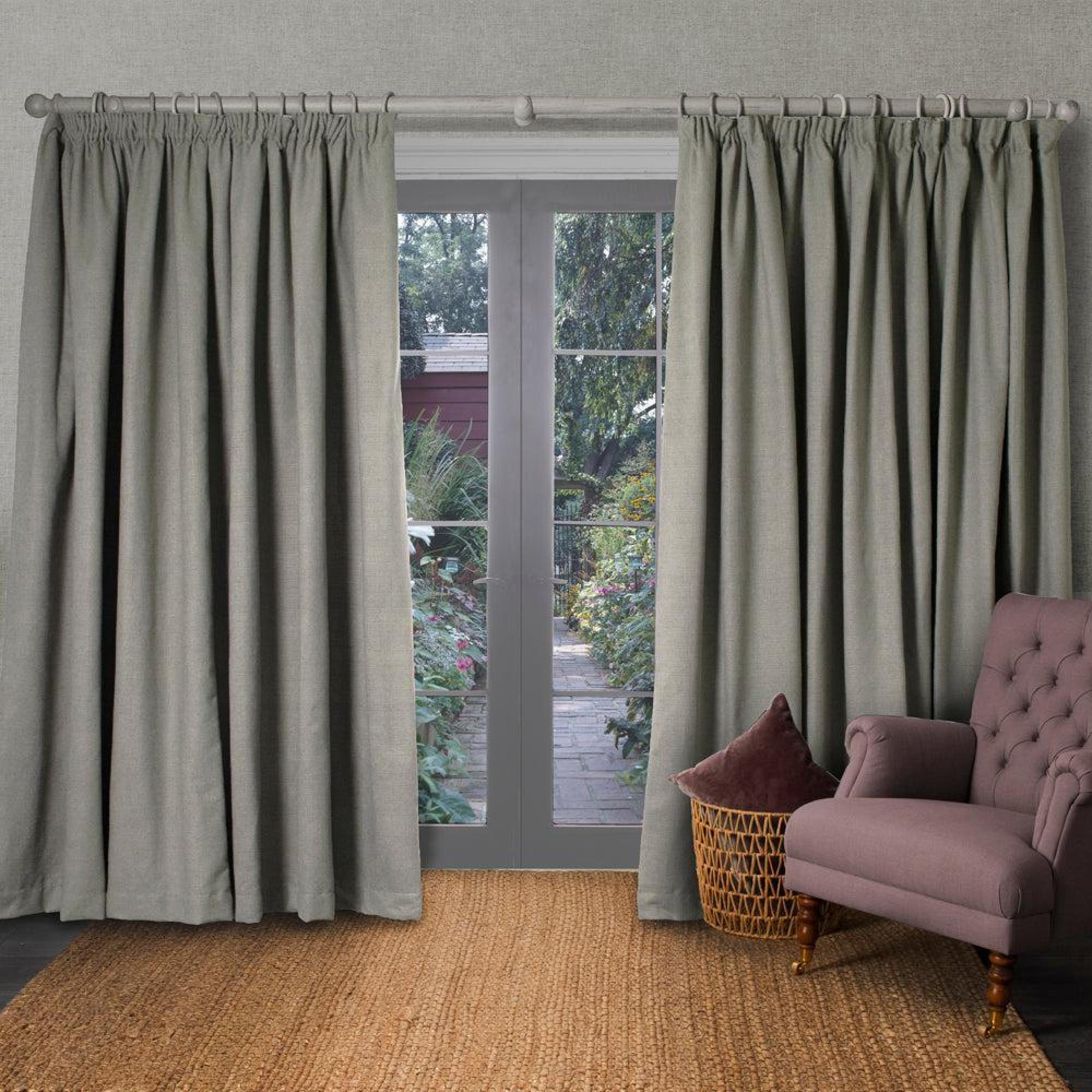 Product photograph of Voyage Maison Malleny Bamboo Woven Pencil Pleat Curtains from Choice Furniture Superstore.