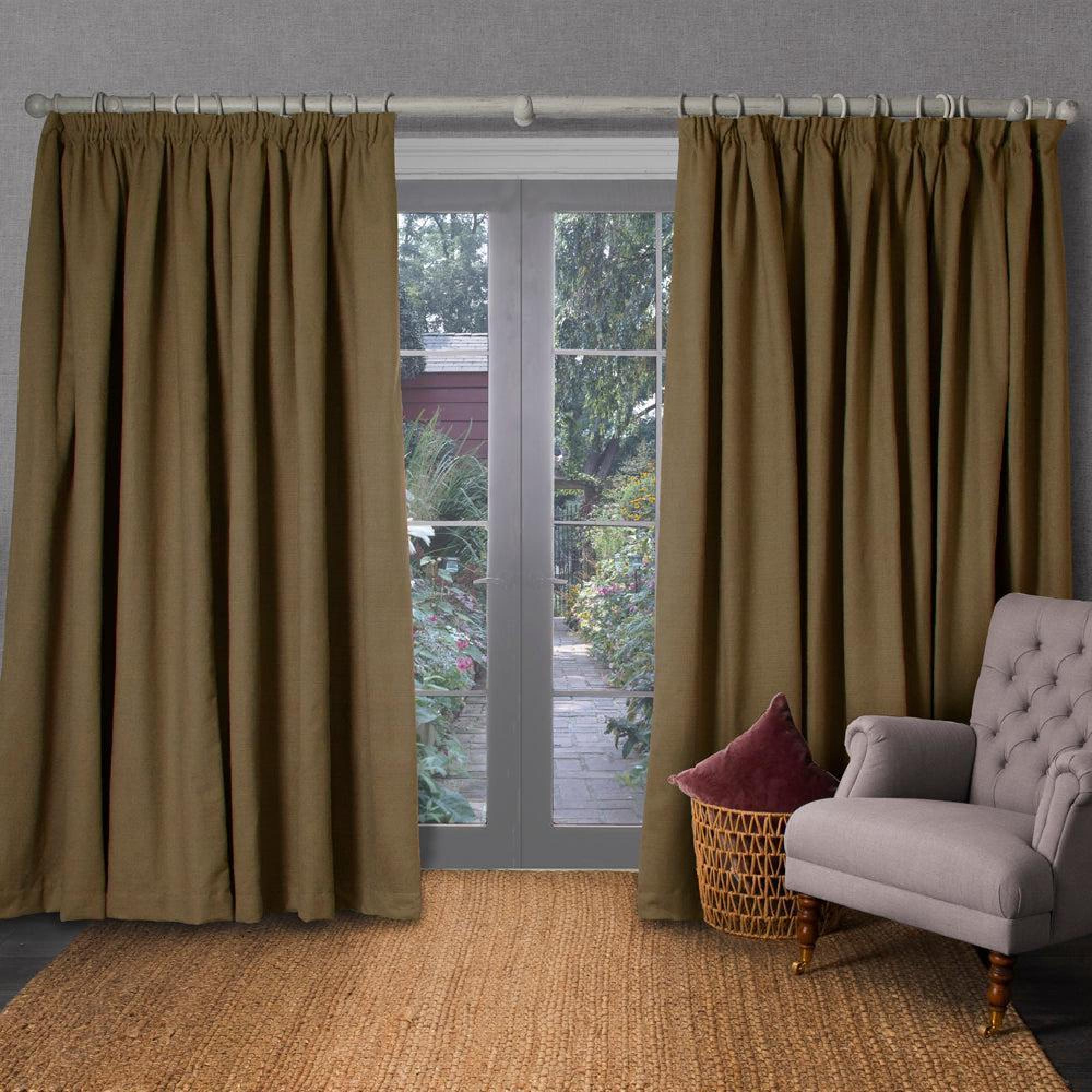 Product photograph of Voyage Maison Malleny Moss Oven Pencil Pleat Curtains from Choice Furniture Superstore.