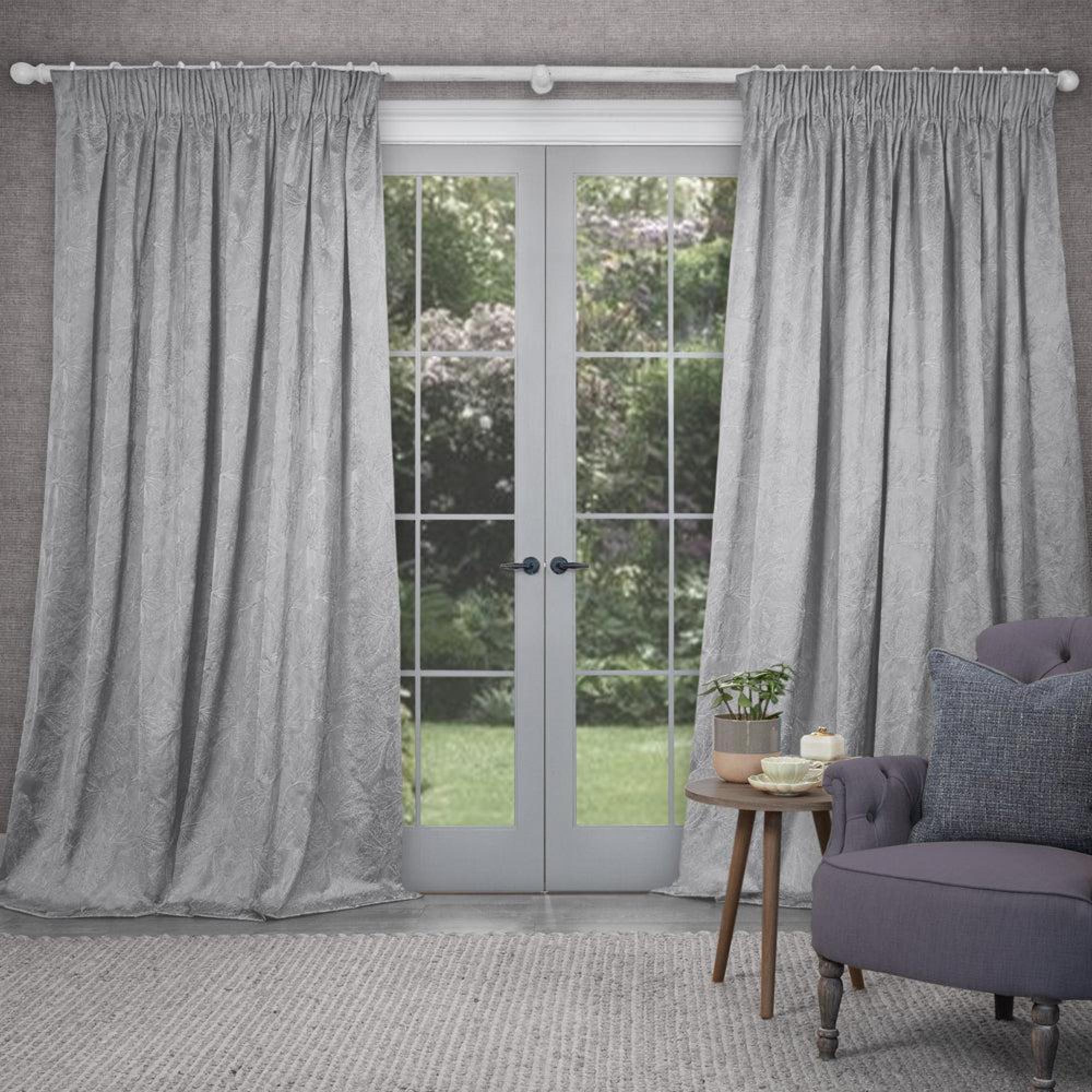 Product photograph of Voyage Maison Sitara Argenta Embroidered Pencil Pleat Curtains from Choice Furniture Superstore.