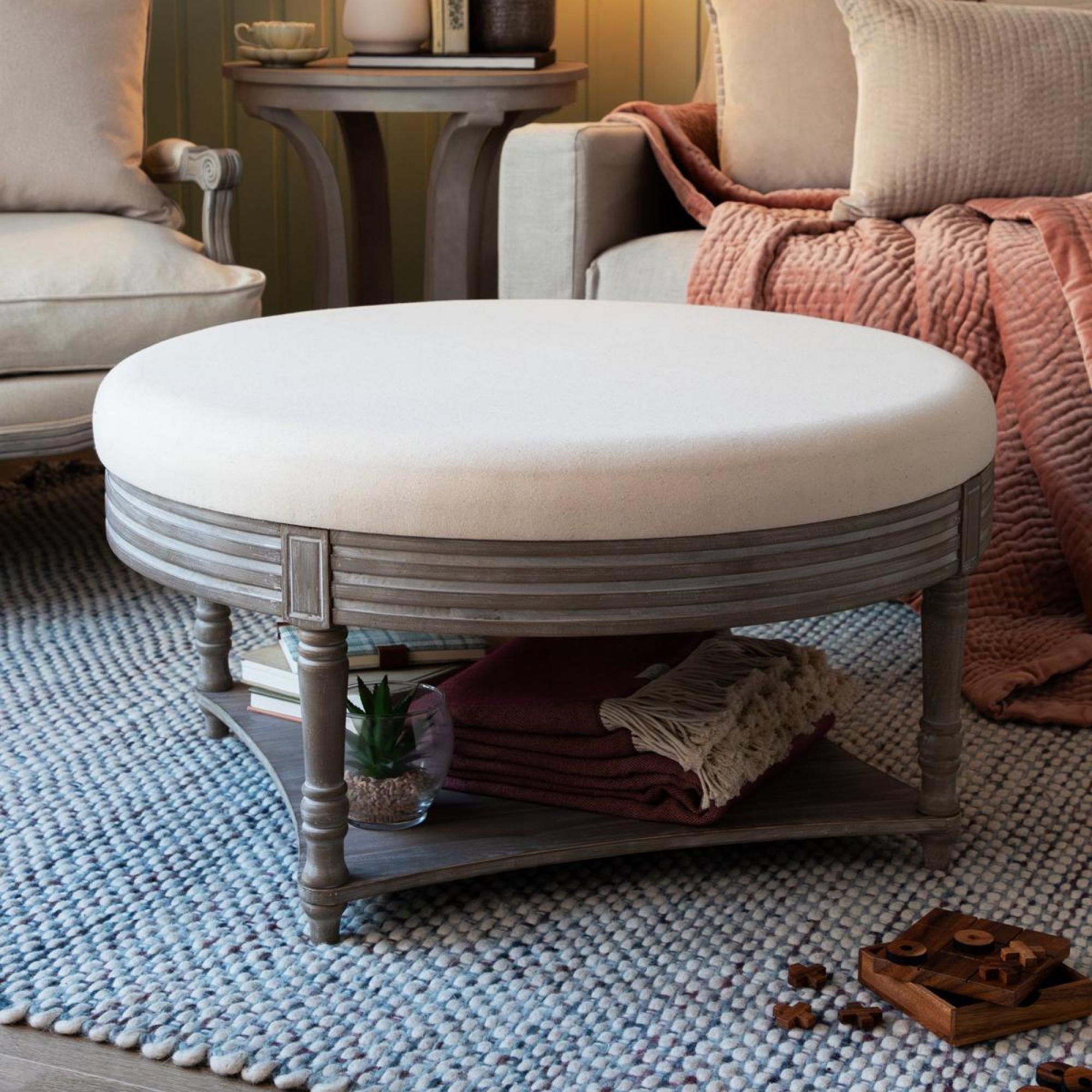 Product photograph of Voyage Maison Maurice Stone Storage Footstool from Choice Furniture Superstore.