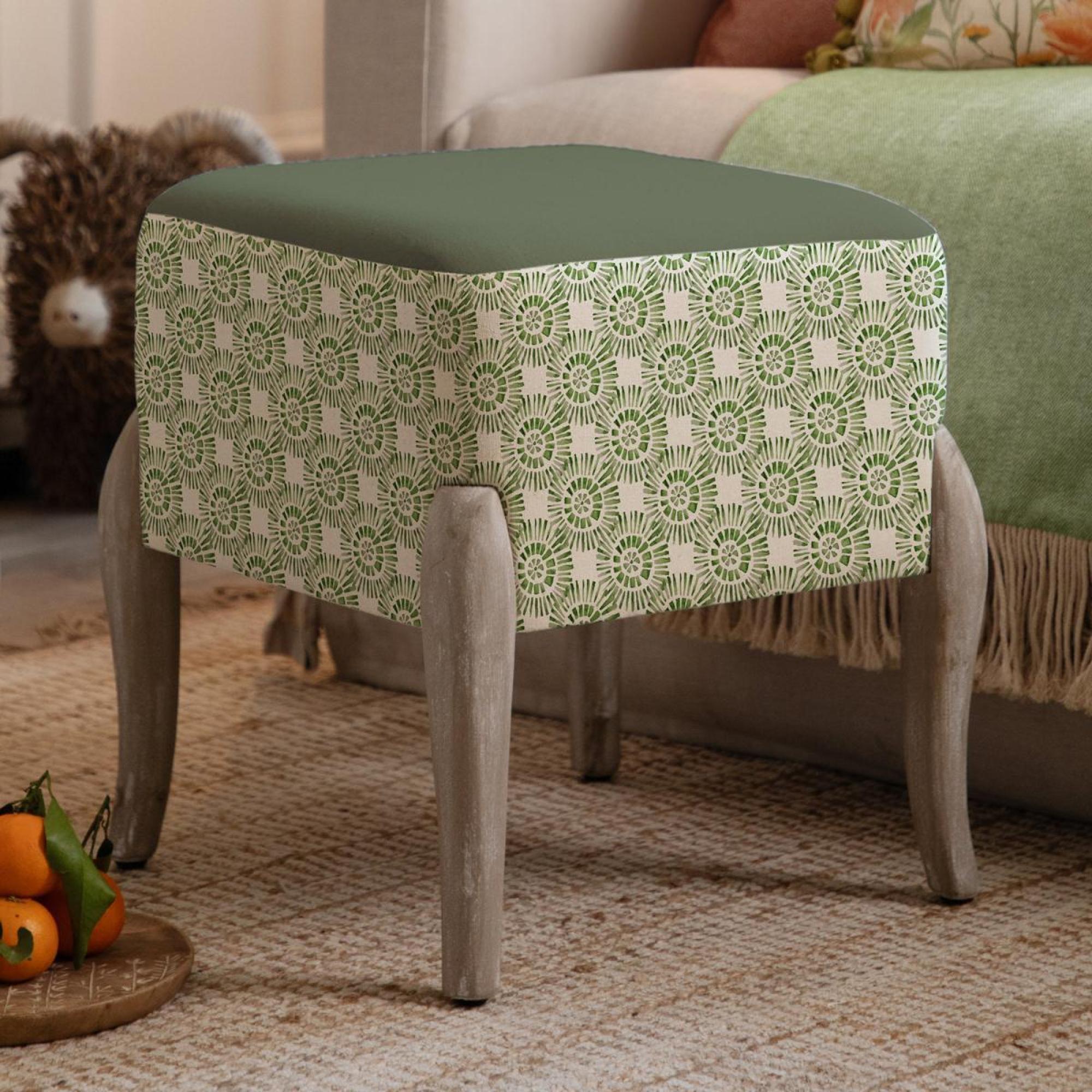 Product photograph of Voyage Maison Ralf Sage Printed Footstool from Choice Furniture Superstore.