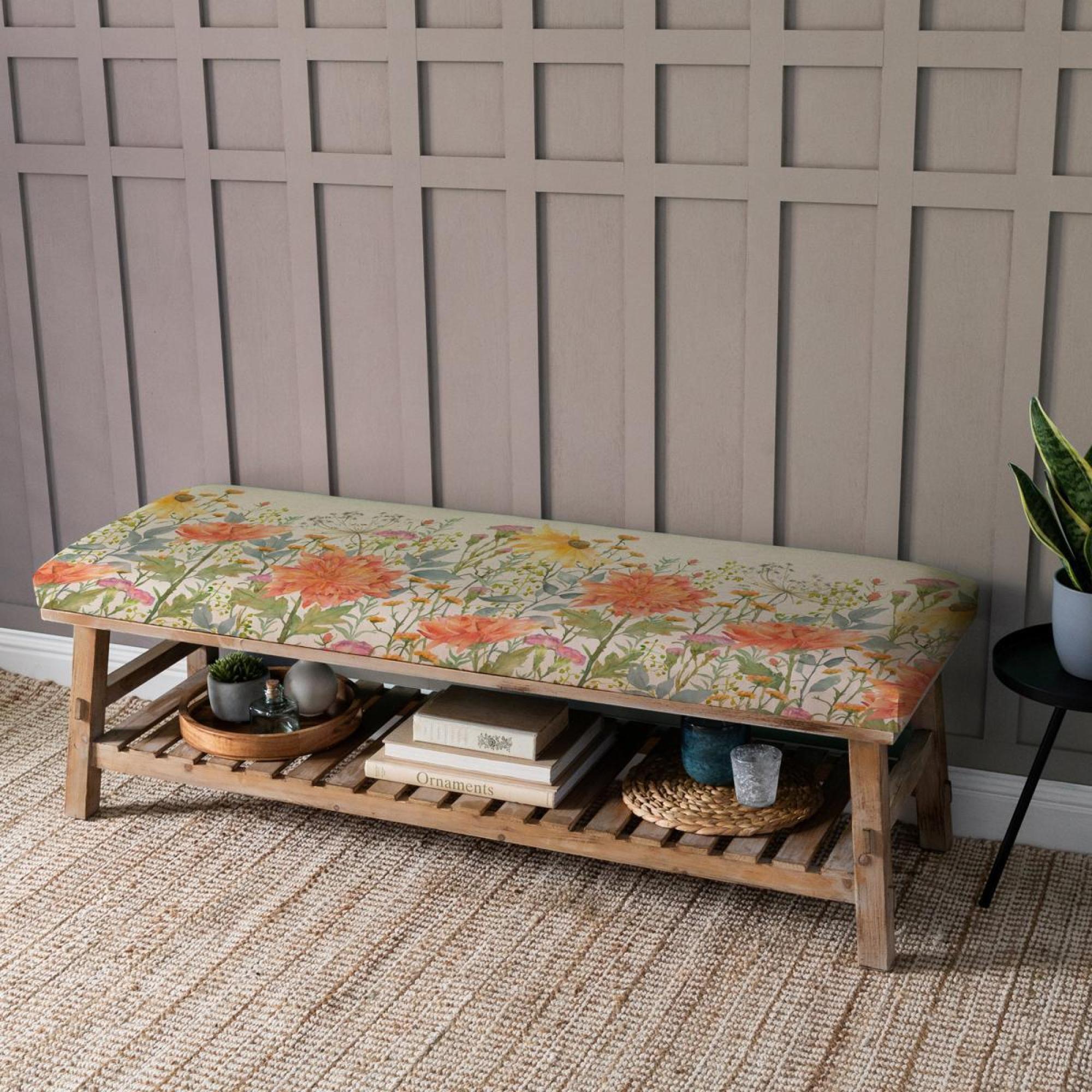 Product photograph of Voyage Maison Rupert Delamere Natural Printed Bench from Choice Furniture Superstore.