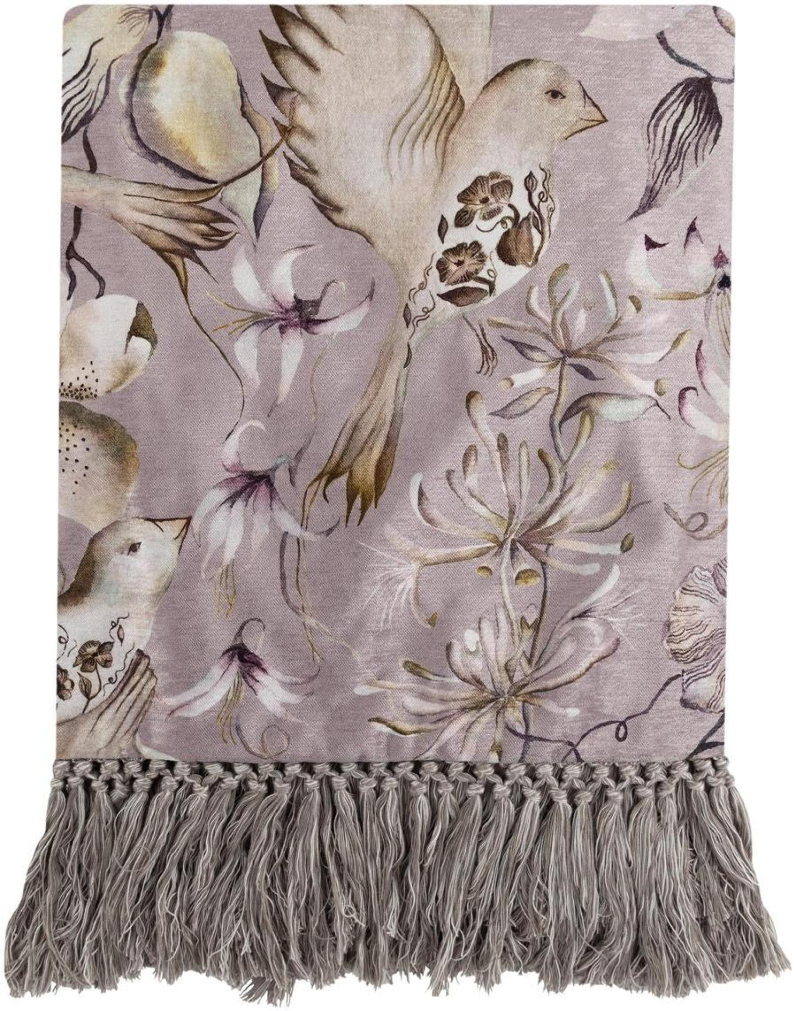 Product photograph of Voyage Maison Floella Viola Printed Fringe Throw from Choice Furniture Superstore.