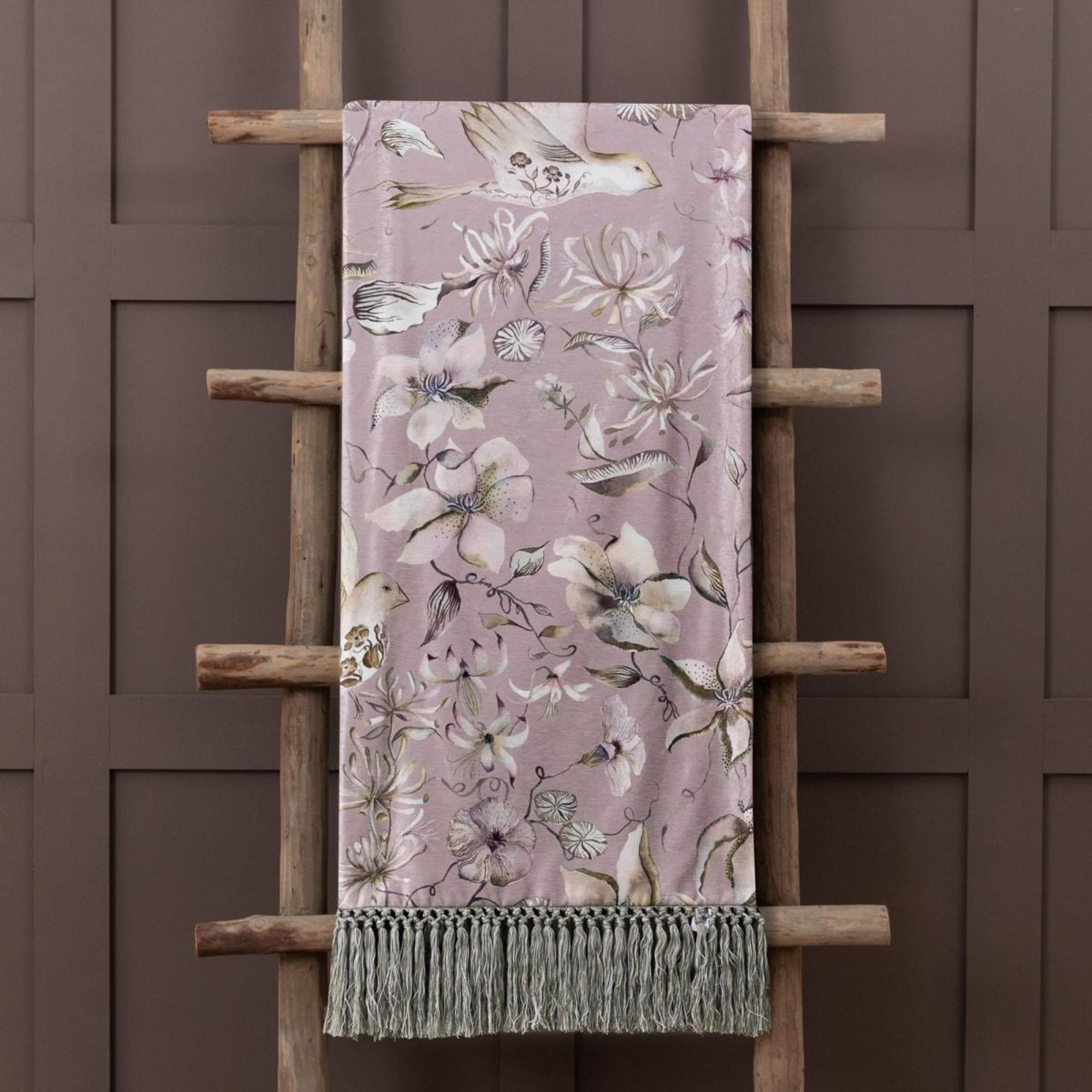 Product photograph of Voyage Maison Floella Viola Printed Fringe Throw from Choice Furniture Superstore.