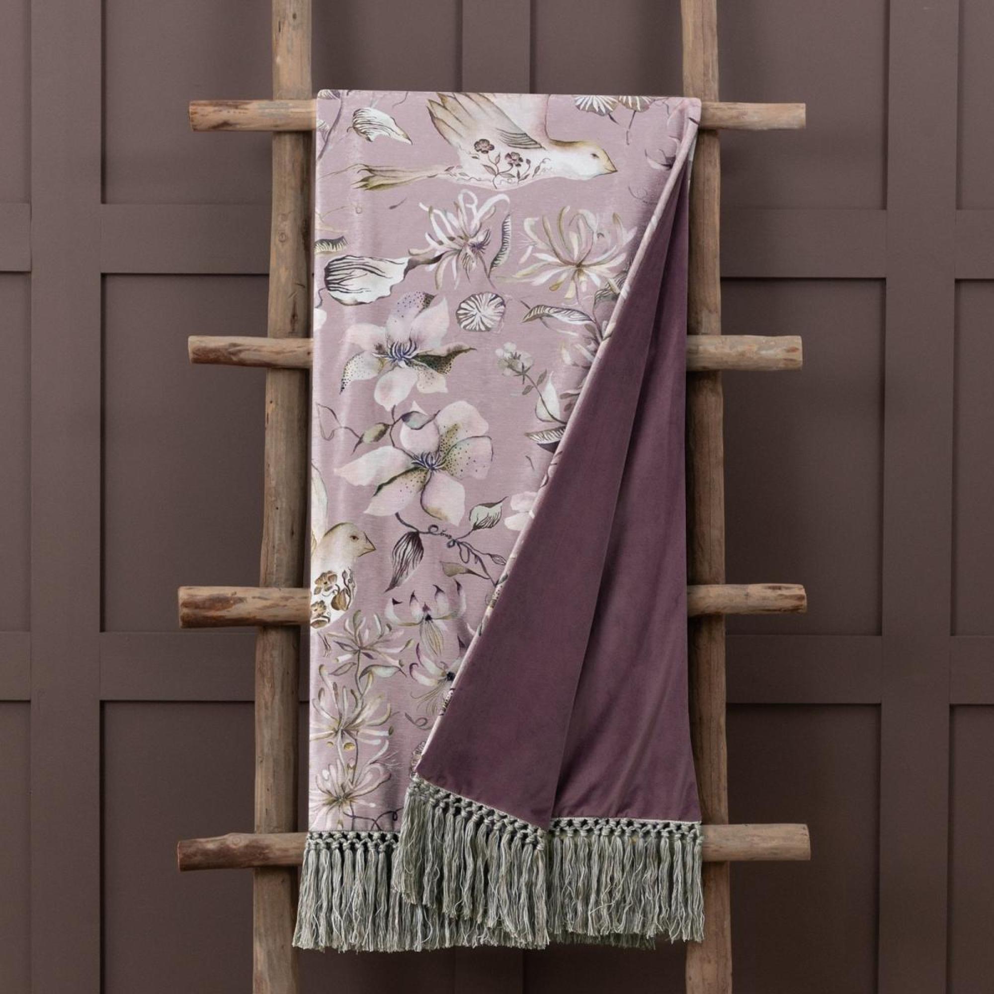 Product photograph of Voyage Maison Floella Viola Printed Fringe Throw from Choice Furniture Superstore.