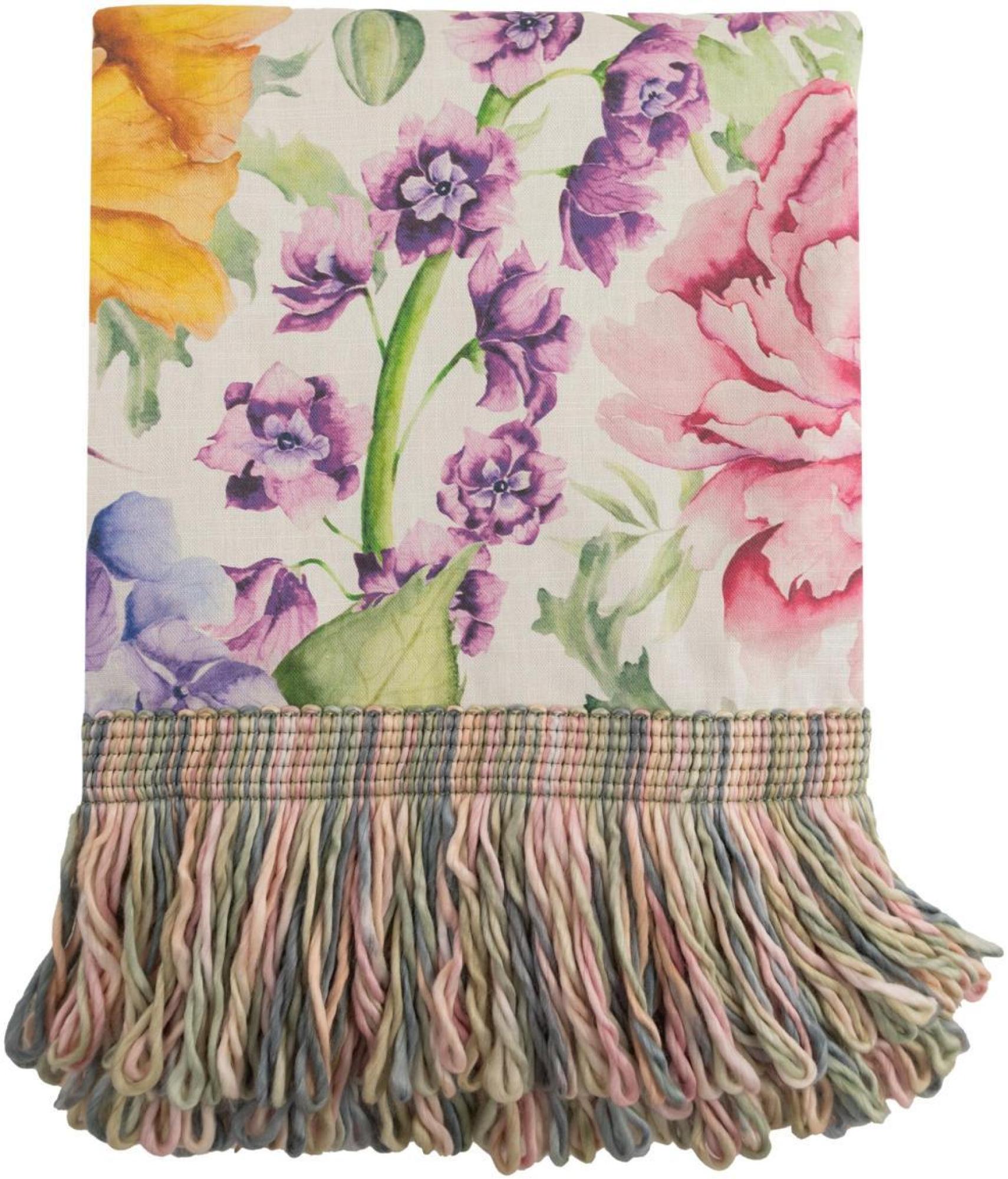 Product photograph of Voyage Maison Idalia Fuschia Printed Fringe Throw from Choice Furniture Superstore.