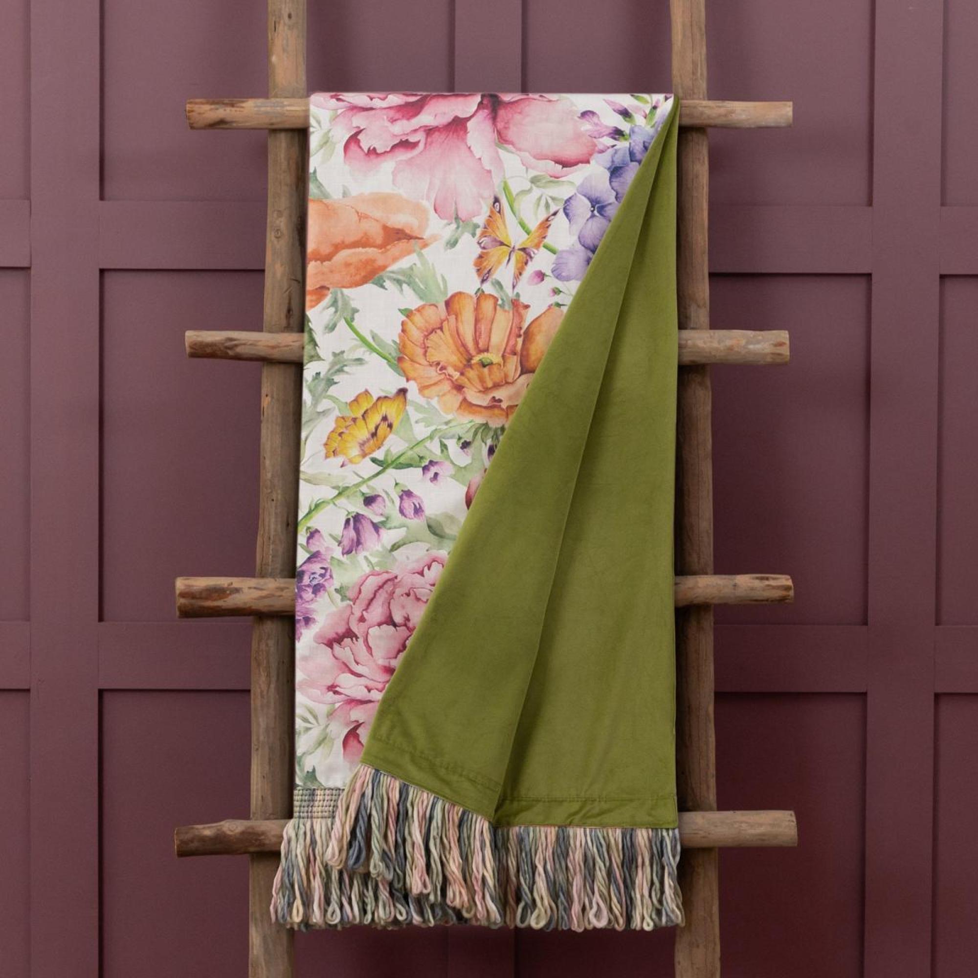 Product photograph of Voyage Maison Idalia Fuschia Printed Fringe Throw from Choice Furniture Superstore.