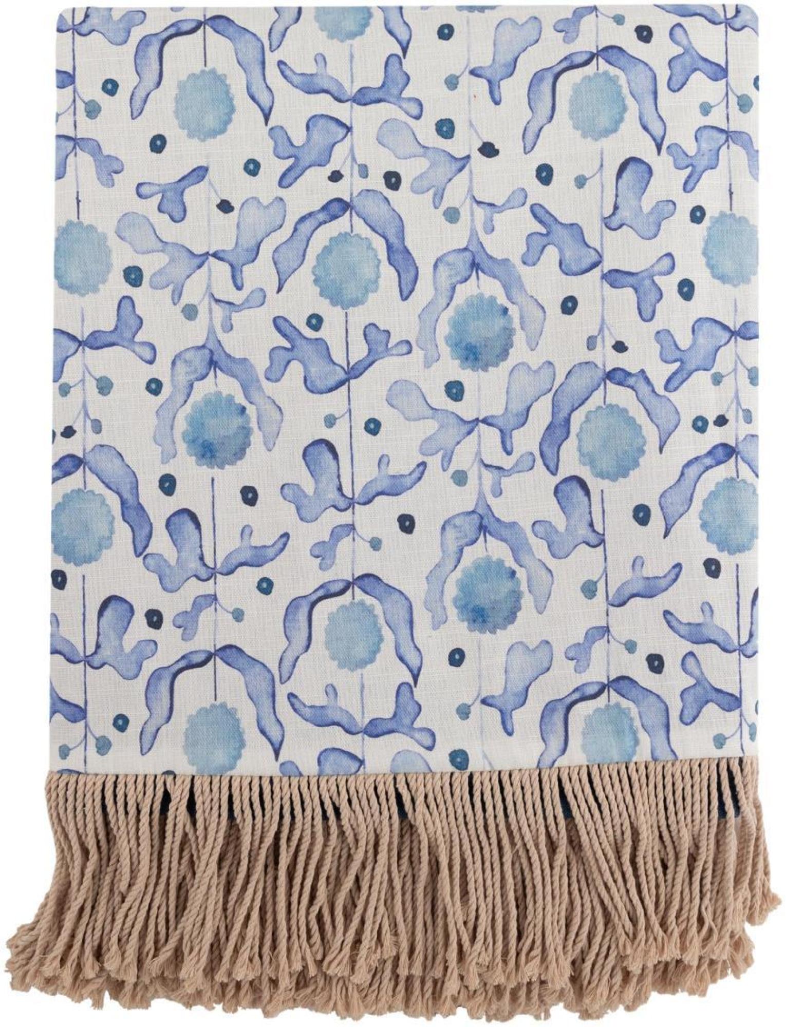 Product photograph of Voyage Maison Mariani Cobalt Printed Fringe Throw from Choice Furniture Superstore.