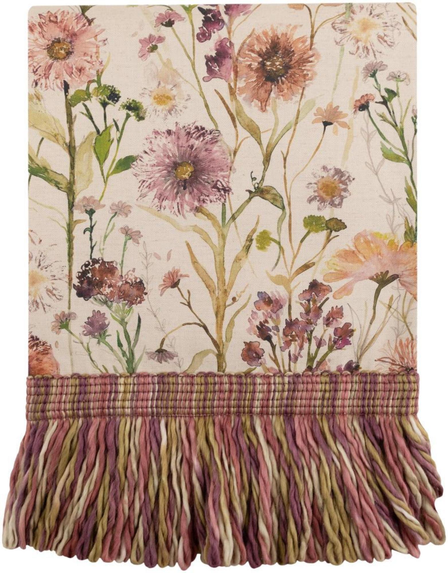 Product photograph of Voyage Maison Medmerry Blossom Printed Fringe Throw from Choice Furniture Superstore.