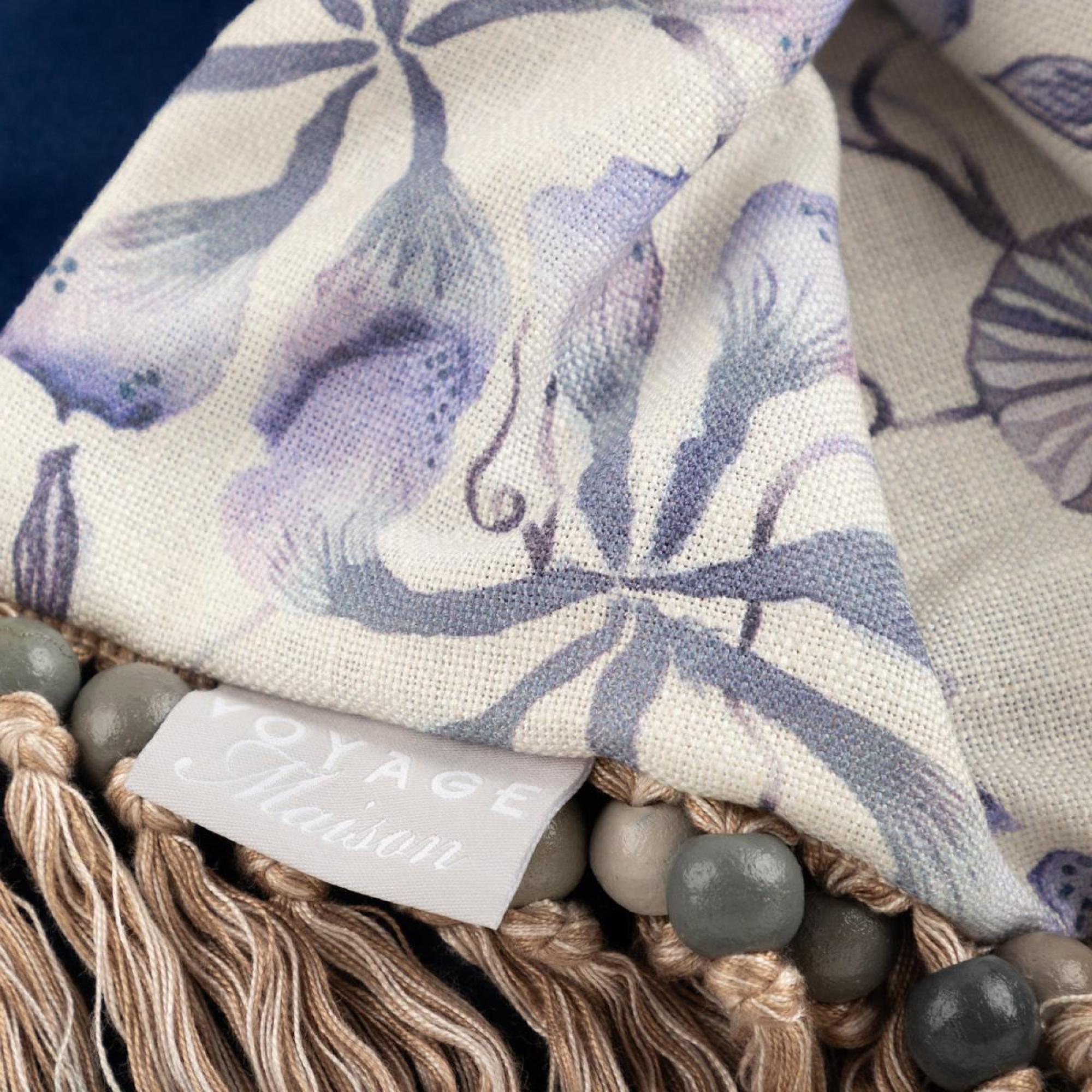 Product photograph of Voyage Maison Philipa Delft Blue Printed Fringe Throw from Choice Furniture Superstore.