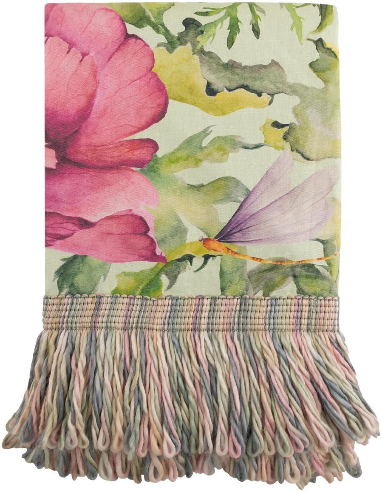 Product photograph of Voyage Maison Valeria Sage Printed Fringe Throw from Choice Furniture Superstore.