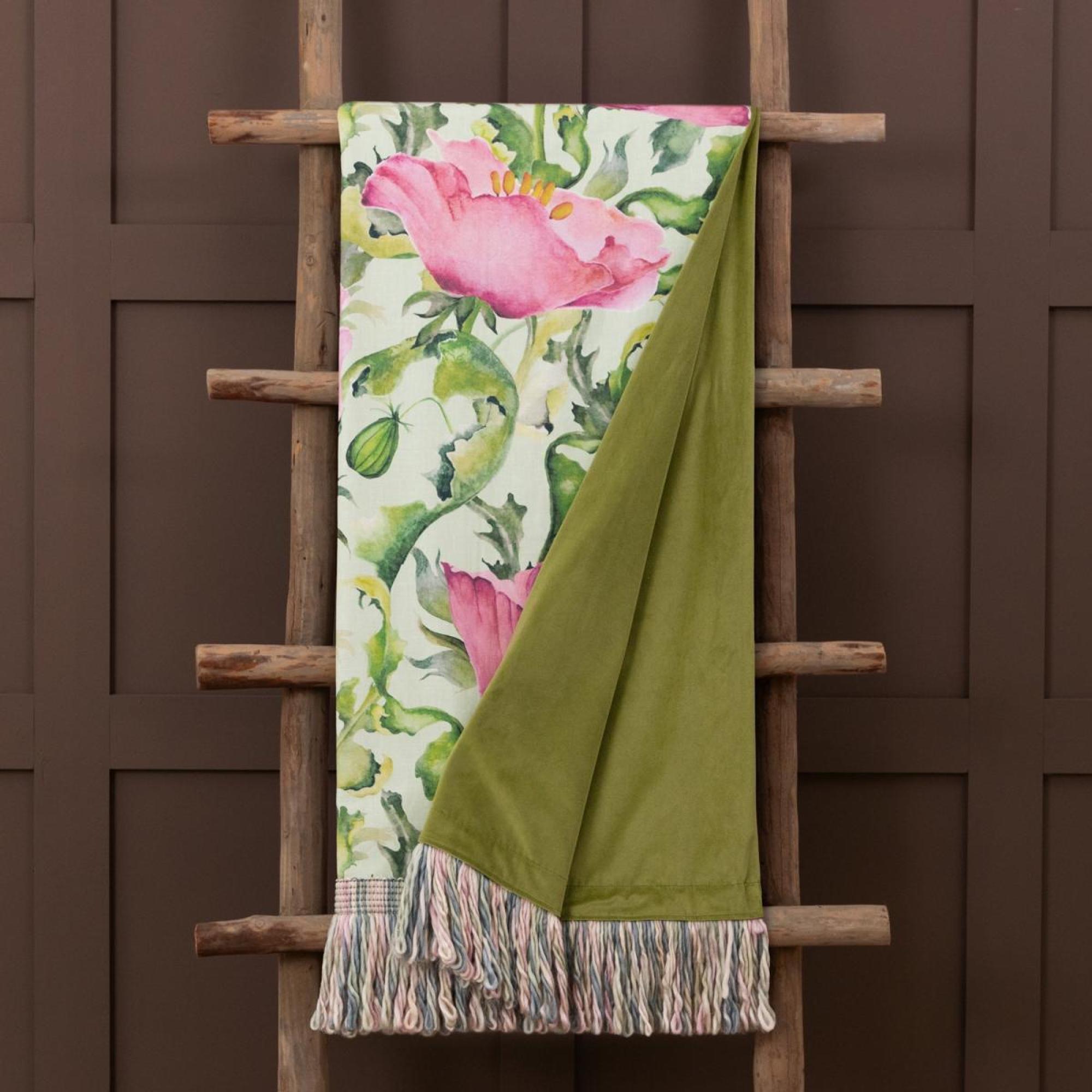 Product photograph of Voyage Maison Valeria Sage Printed Fringe Throw from Choice Furniture Superstore.