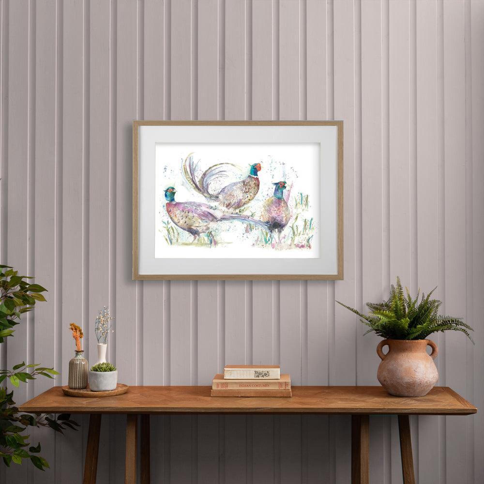 Product photograph of Voyage Maison Dashing Pheasants Tobacco Framed Print from Choice Furniture Superstore.