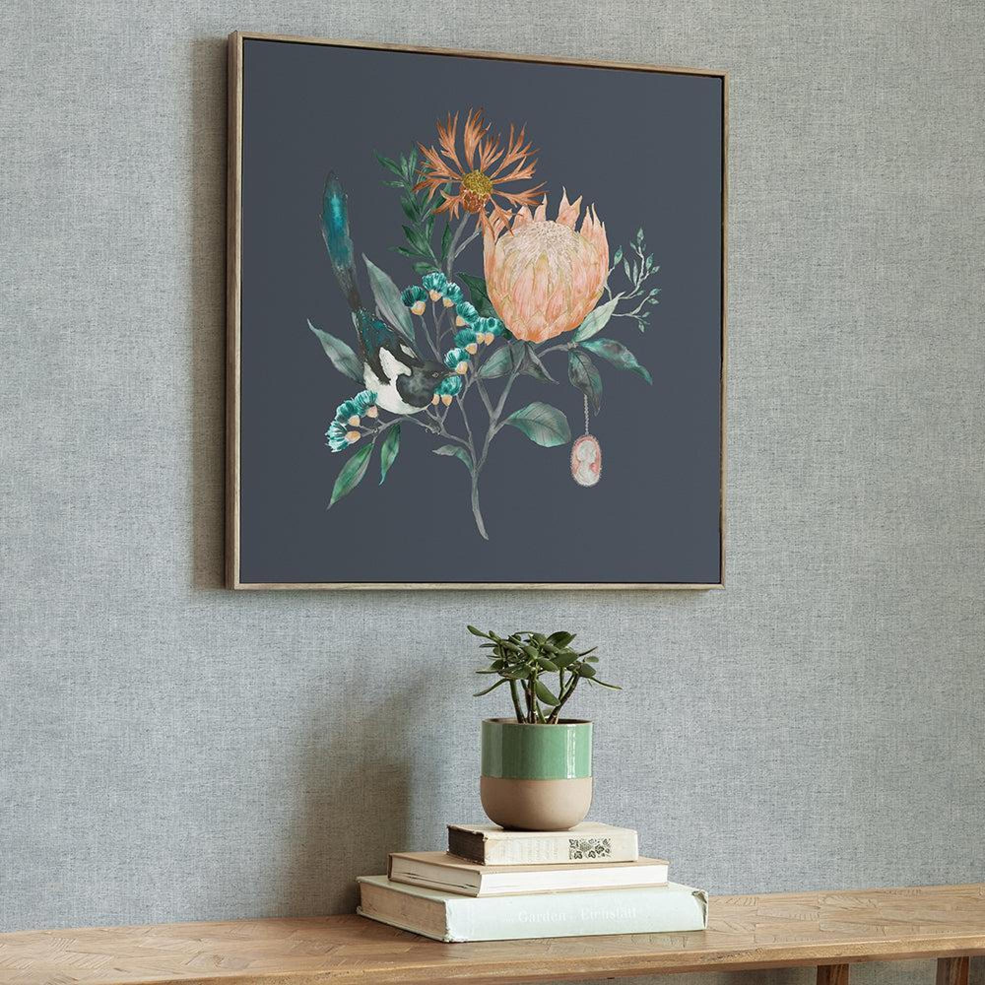 Product photograph of Voyage Maison Fortazela Stone Sapphire Framed Canvas from Choice Furniture Superstore.