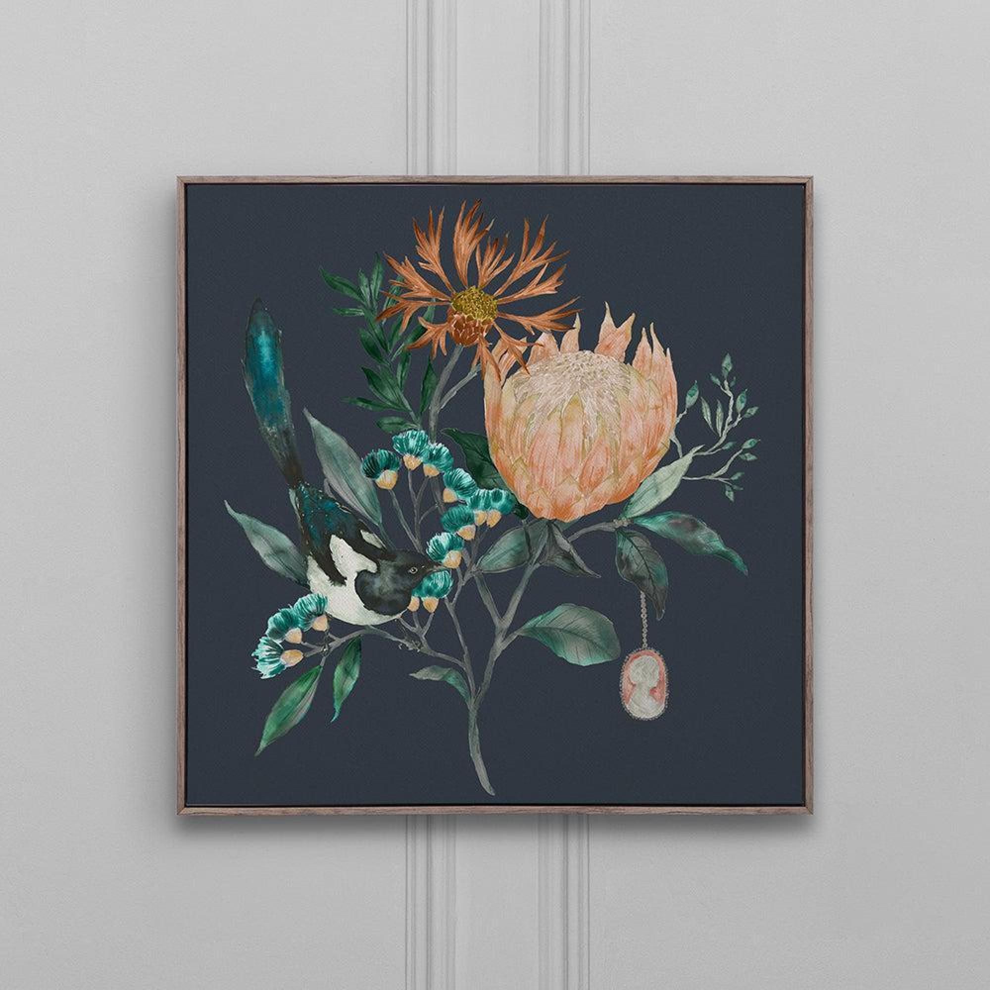 Product photograph of Voyage Maison Fortazela Stone Sapphire Framed Canvas from Choice Furniture Superstore.