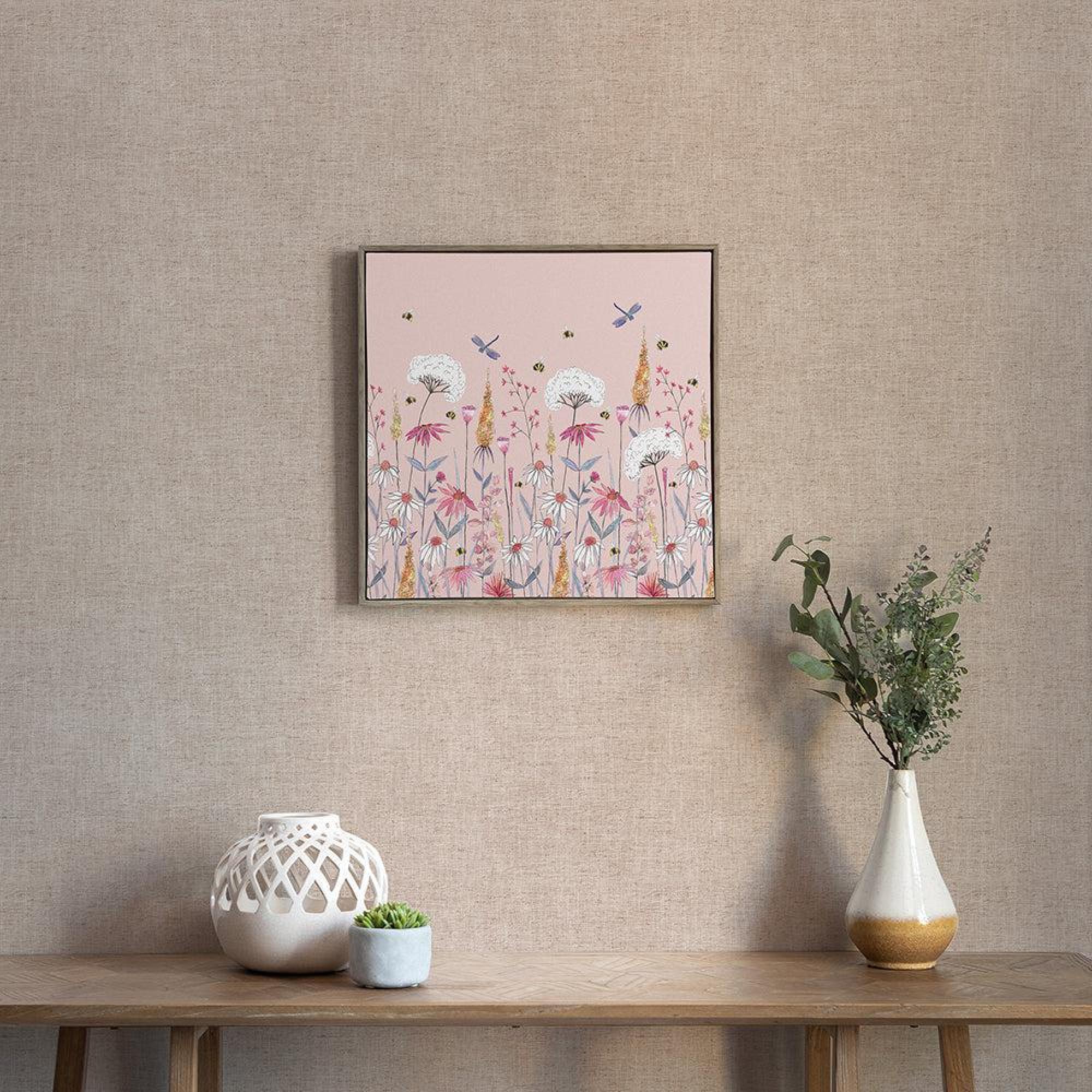 Product photograph of Voyage Maison Hermione Blush Framed Canvas - 49cm X 49cm from Choice Furniture Superstore.