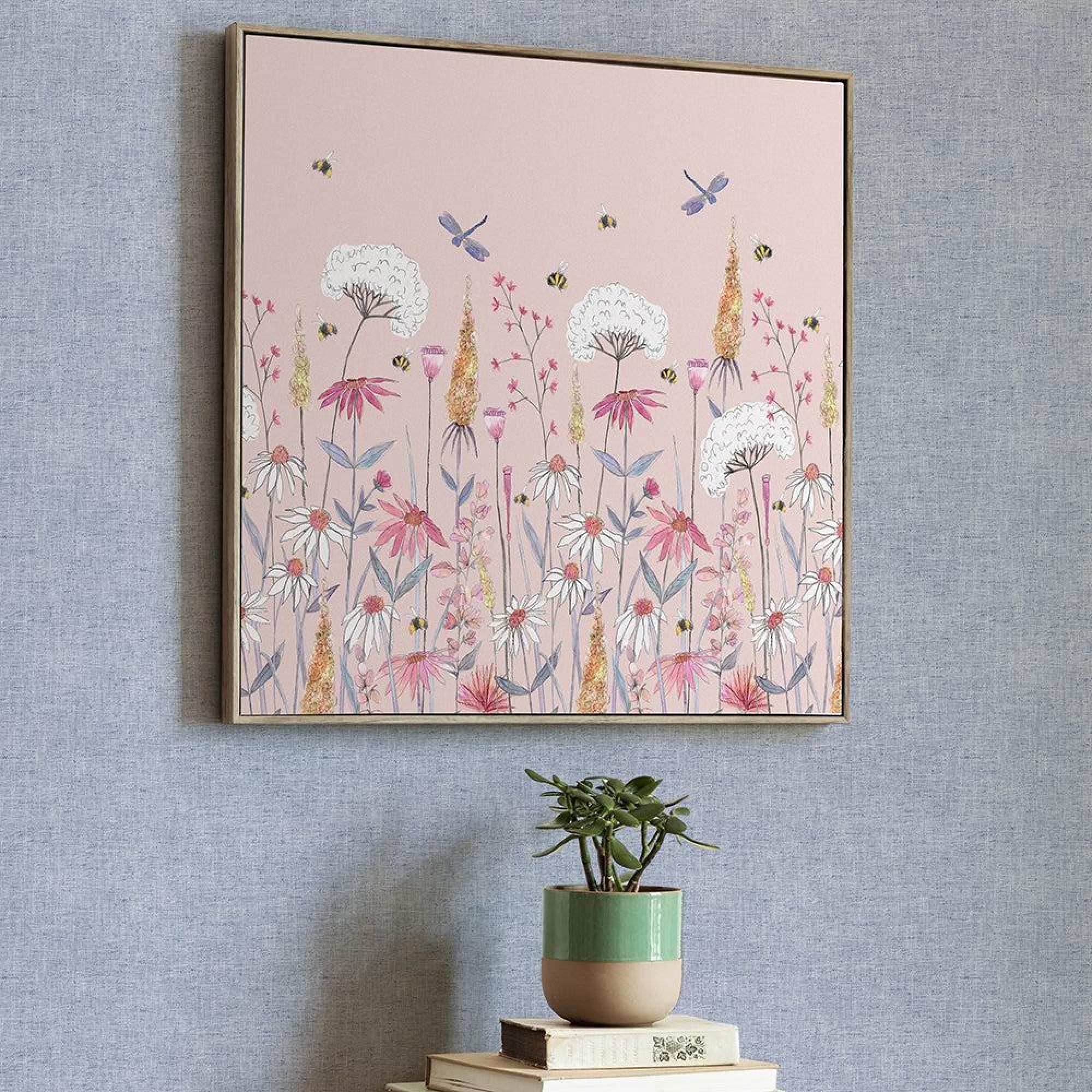 Product photograph of Voyage Maison Hermione Blush Framed Canvas - 70cm X 70cm from Choice Furniture Superstore.