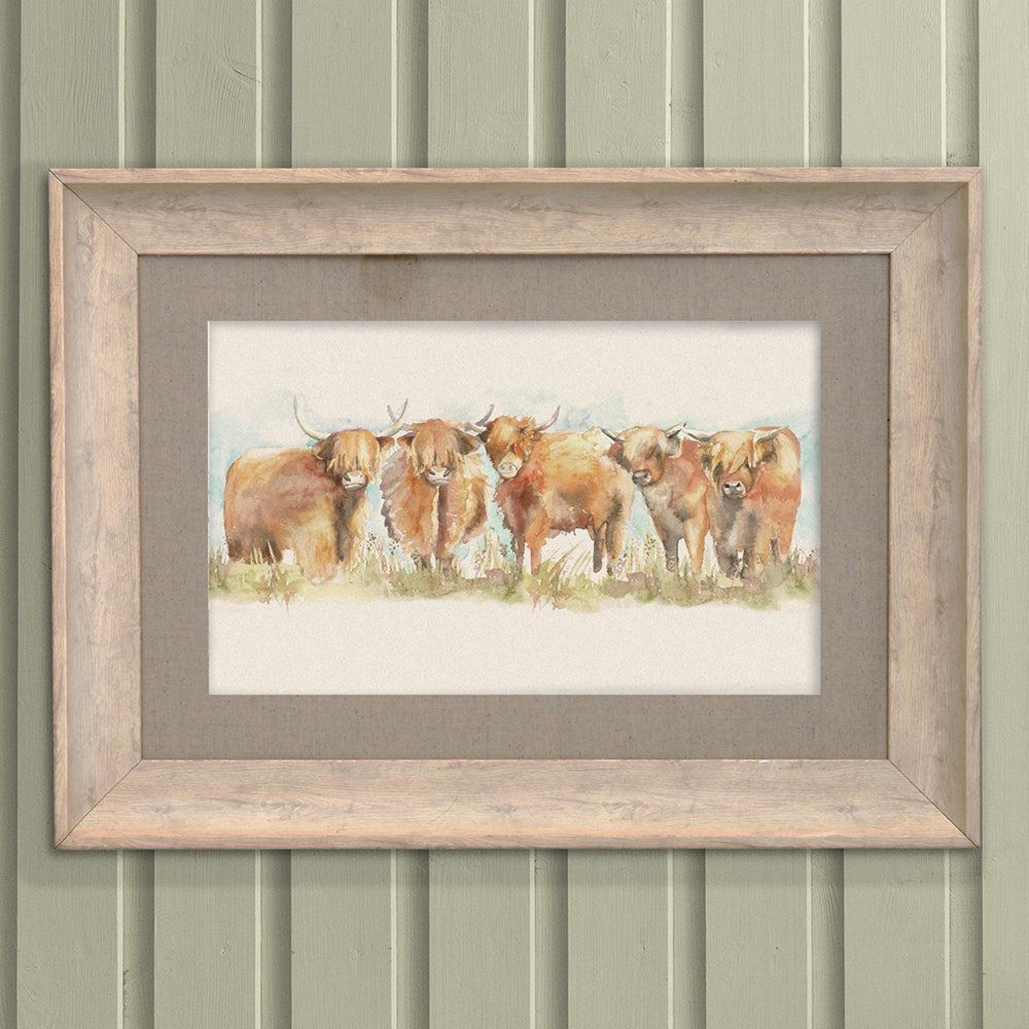 Product photograph of Voyage Maison Highland Cattle Birch Framed Print from Choice Furniture Superstore.