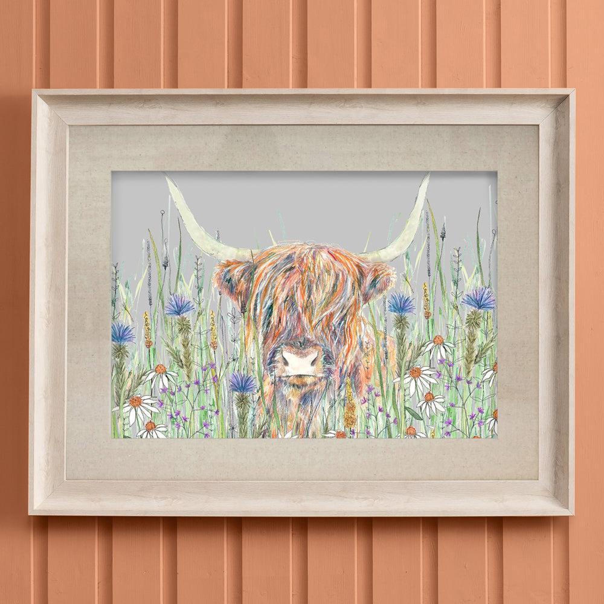 Product photograph of Voyage Maison Highland Cow Birch Framed Print - 70cm X 90cm from Choice Furniture Superstore.