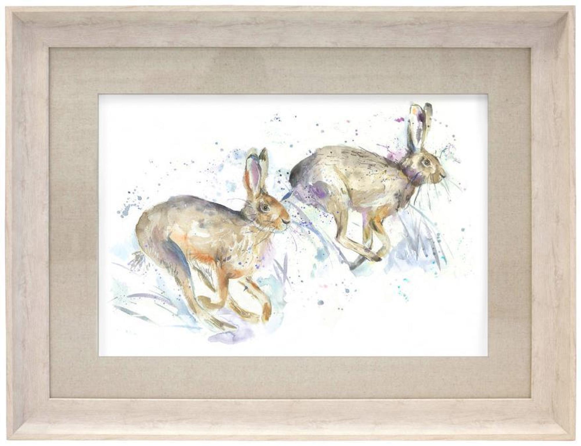 Product photograph of Voyage Maison Hurtling Hares Birch Framed Print from Choice Furniture Superstore.