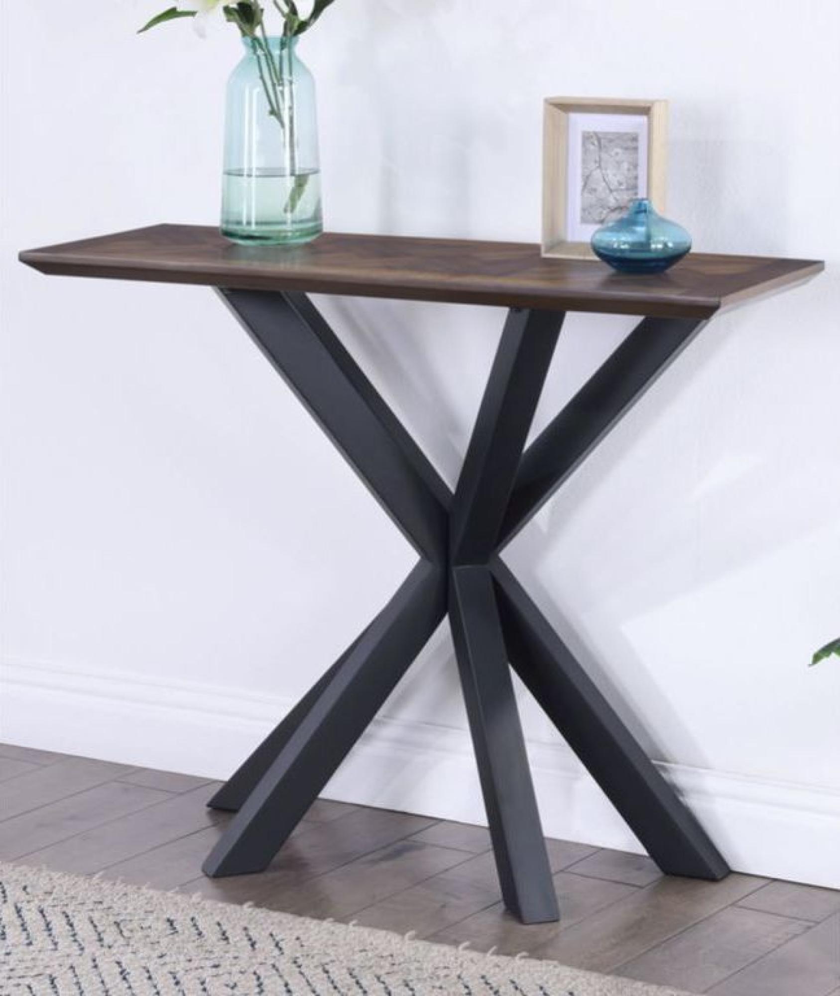 Product photograph of Nevada Mindi Wood Parquet Top Rectangular Console Table from Choice Furniture Superstore.