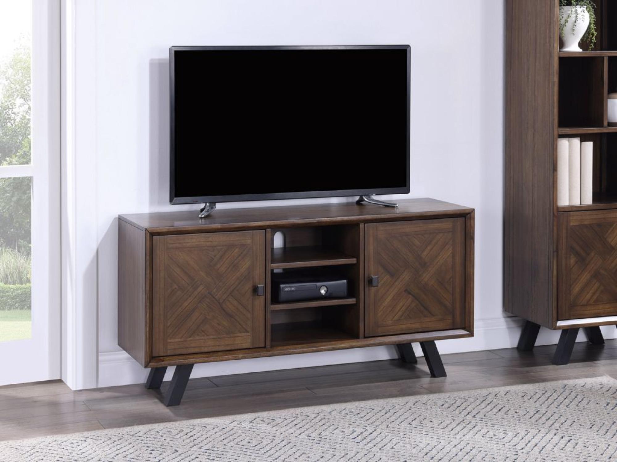 Product photograph of Nevada Parquet Style Wooden 130cm Straight Tv Unit from Choice Furniture Superstore.