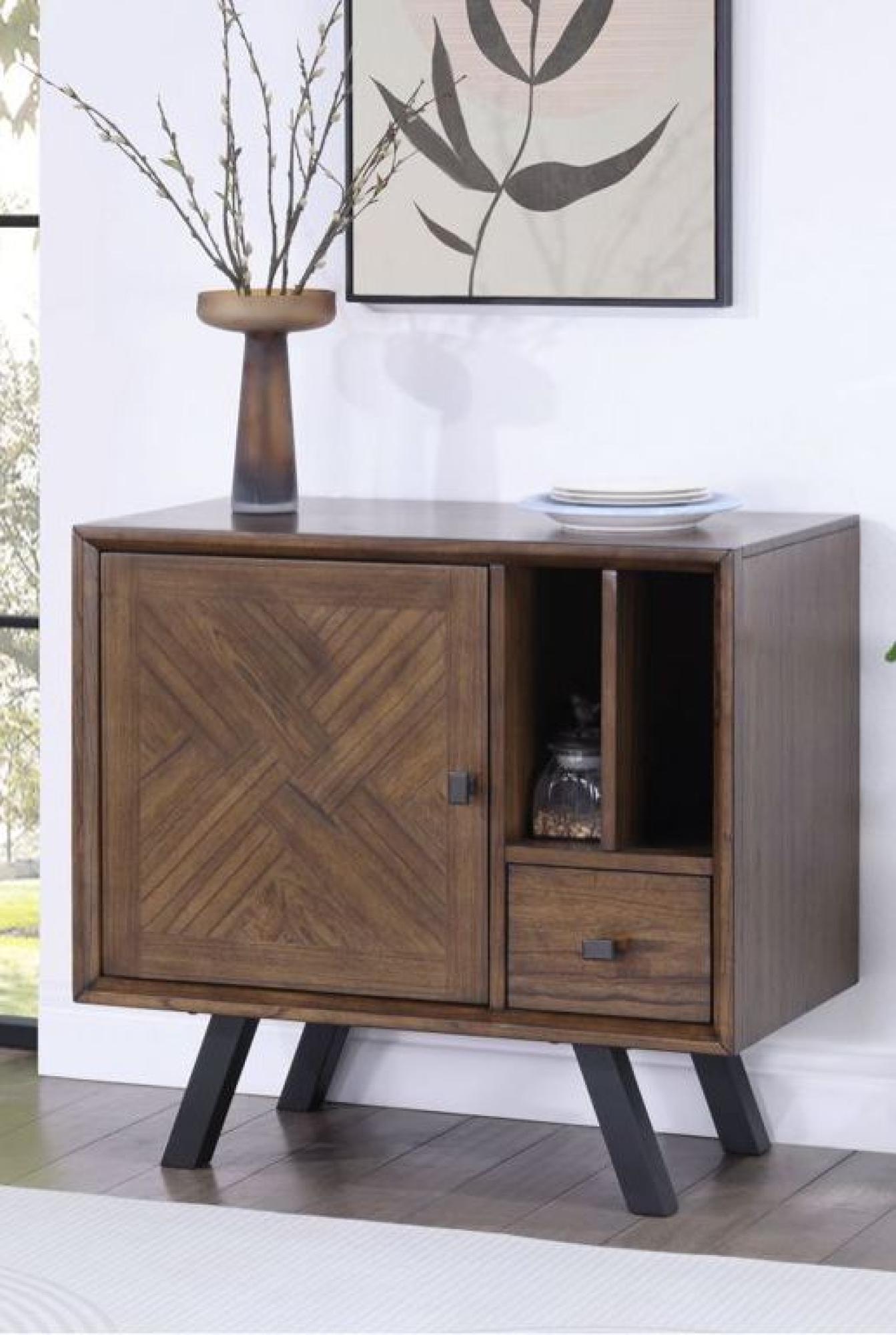 Product photograph of Nevada Parquet Style Wooden 85cm Small Sideboard from Choice Furniture Superstore.