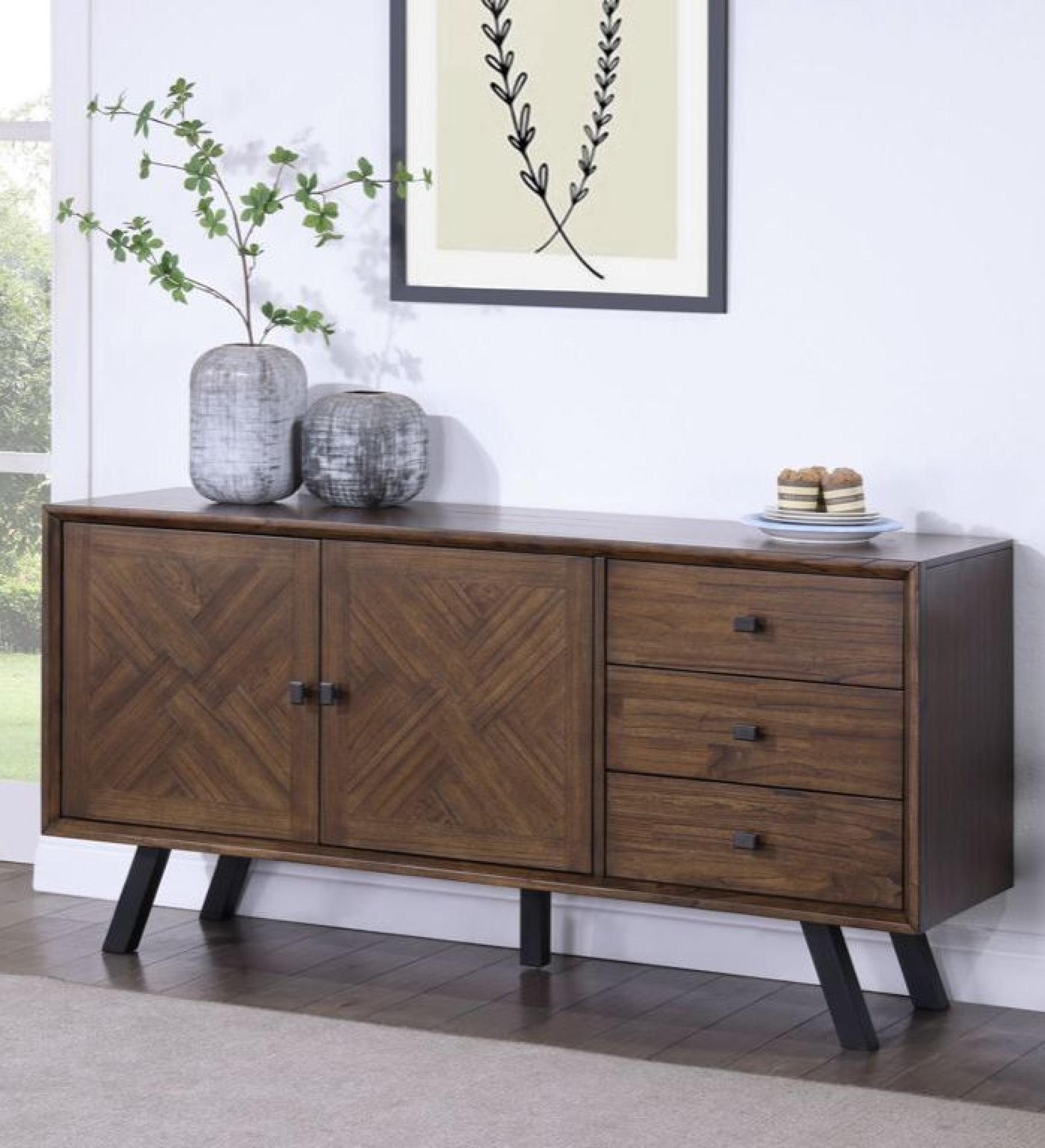Product photograph of Nevada Parquet Style Wooden Large 2 Door Sideboard from Choice Furniture Superstore.