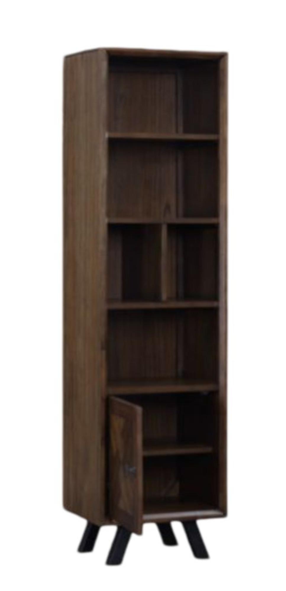 Product photograph of Nevada Parquet Style Wooden Narrow Bookcase With Cupboard from Choice Furniture Superstore.