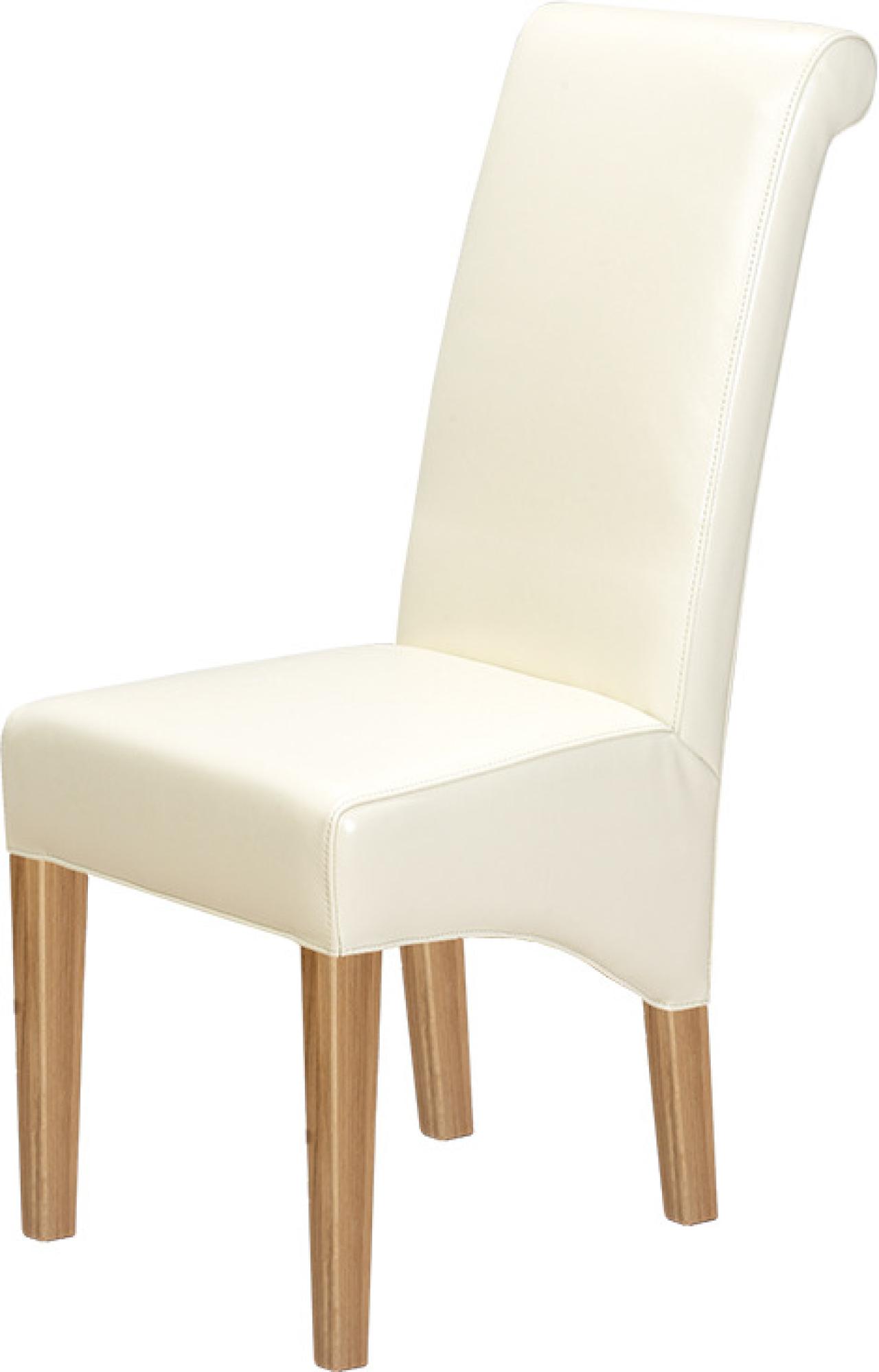 Product photograph of Moran Beige Leather Scroll Back Dining Chair Sold In Pairs from Choice Furniture Superstore.